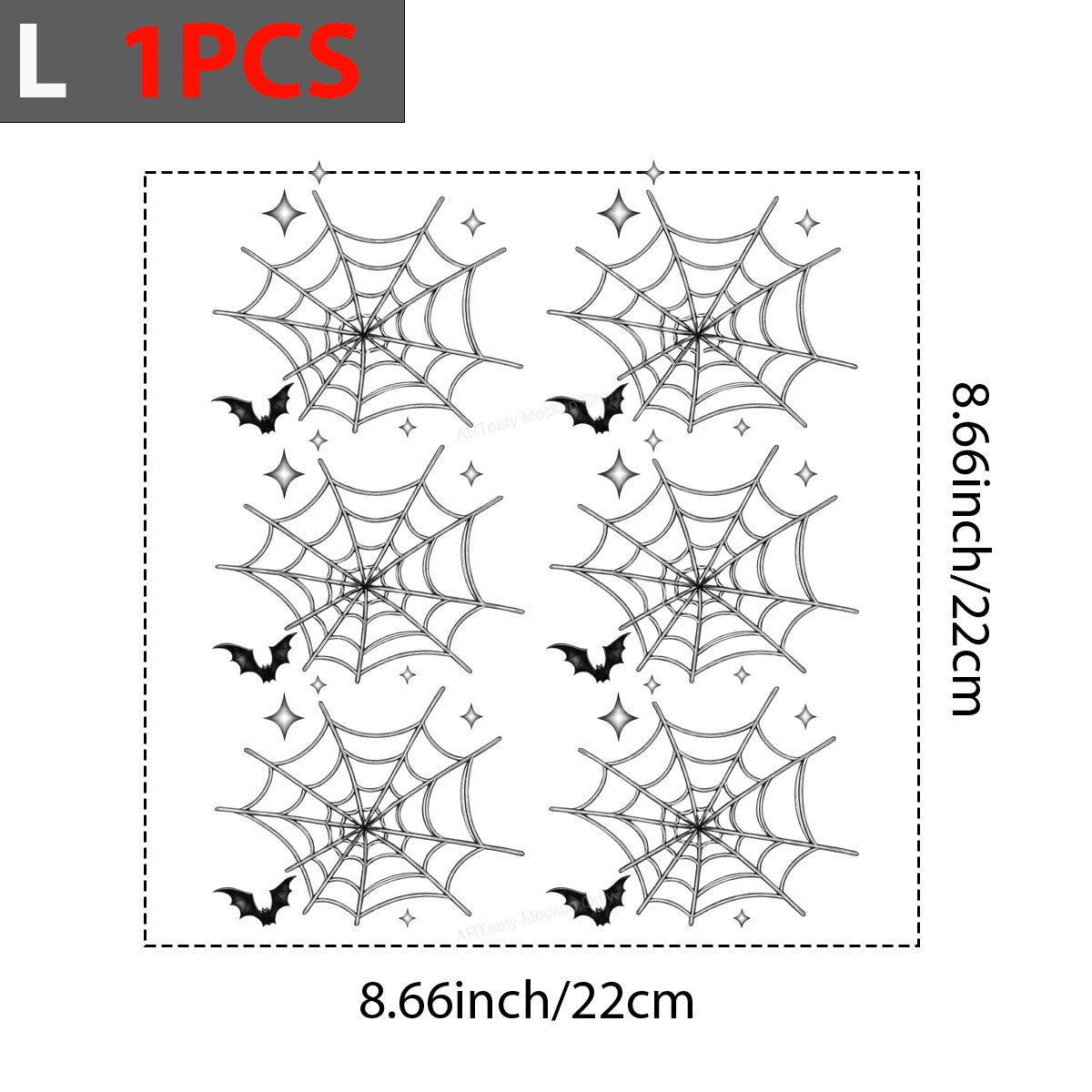 DTF Heat Transfer Halloween Spider Web with Bat and Star Graphic for T Shirts Hoodies and Tote Bags - 7