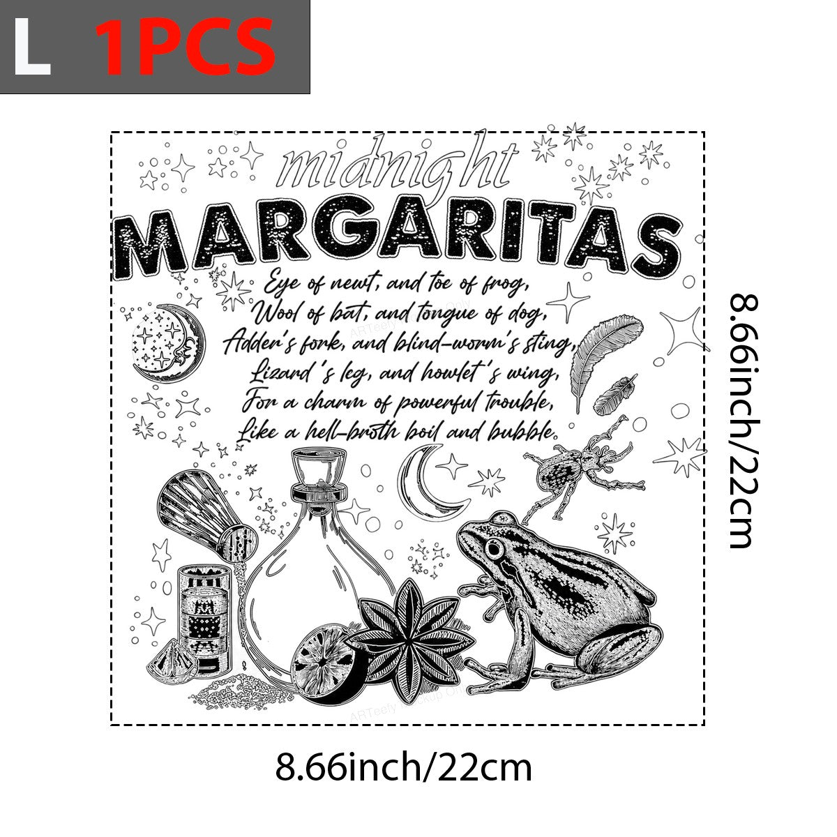 DTF Transfer Midnight Margaritas Witchy Cocktail Spell Graphic for T Shirts Hoodies and Party Apparel - 7