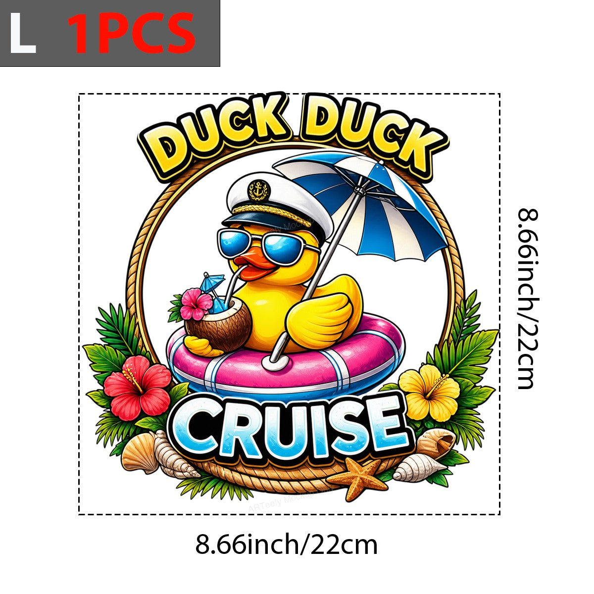 DTF Transfer Duck Duck Cruise Captain Duck Tropical Graphic for Cruise Shirts and Vacation Apparel - 7