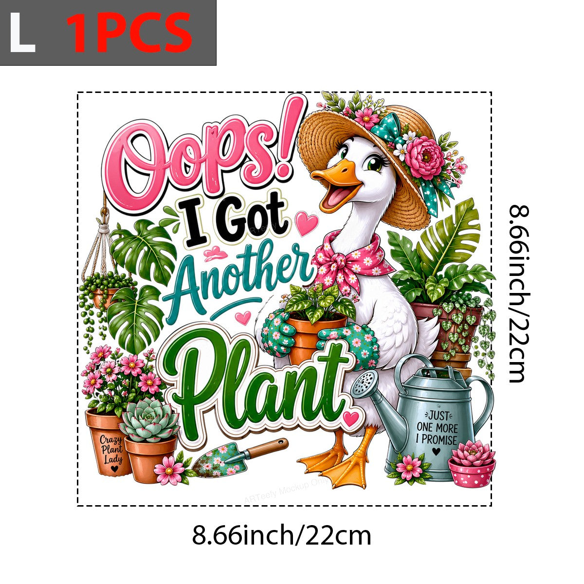 Funny Graphic Transfer Oops I Got Another Plant Duck with Gardening Plants Design for T Shirts Hoodies and Tote Bags - 7