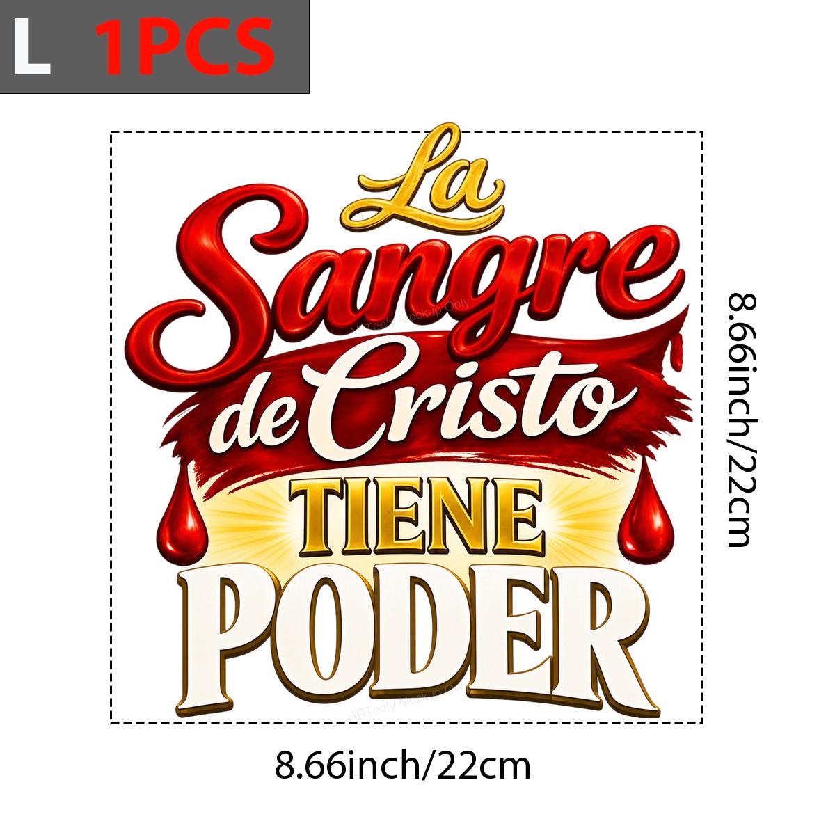 Christian Heat Transfer “La Sangre de Cristo Tiene Poder” Spanish Quote Graphic for T Shirts Hoodies and Christian Apparel - 7