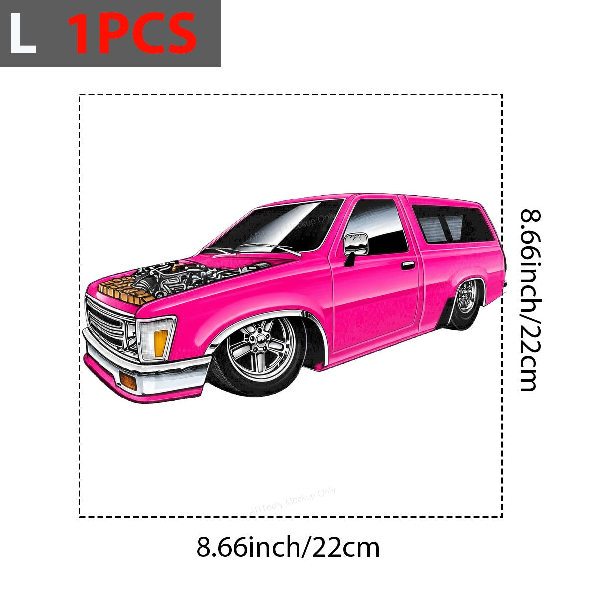 DTF Transfer Hot Pink Lowrider Truck Engine Graphic for T Shirts Hoodies and Car Enthusiast Gifts - 7