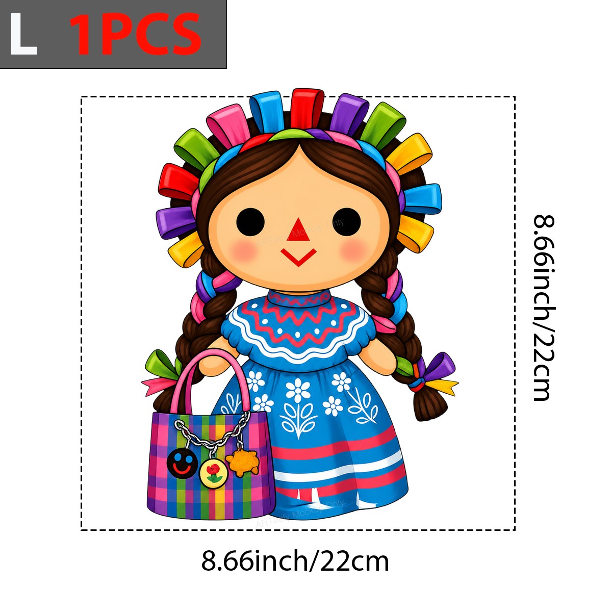 DTF Transfer Cute Mexican Doll in Traditional Dress Colorful Graphic for T Shirts Hoodies and Tote Bags - 7