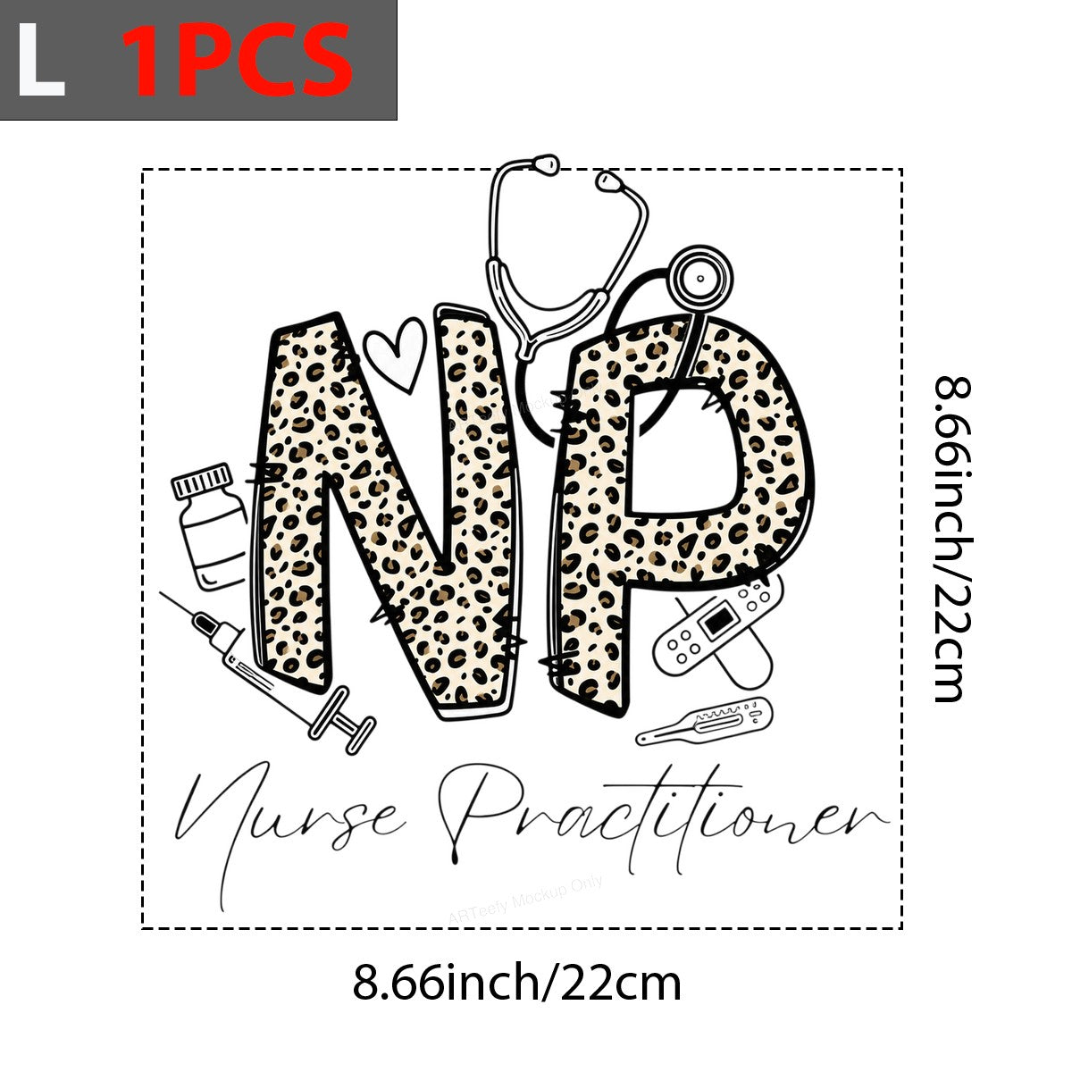 DTF Transfer NP Nurse Practitioner Leopard Print Medical Graphic for T Shirts Hoodies and Work Apparel - 7