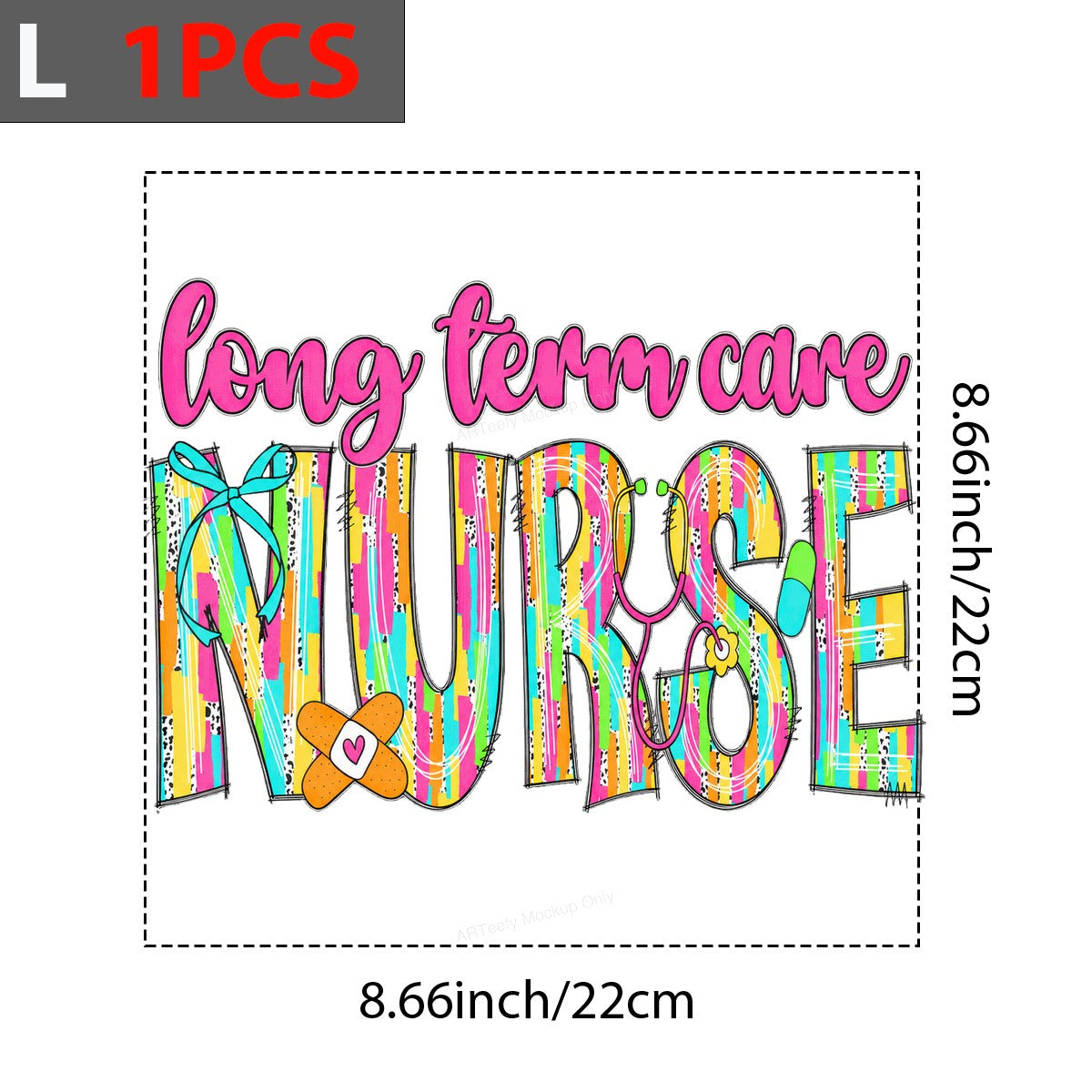 DTF Transfer Long Term Care Nurse Colorful Medical Graphic for T Shirts Hoodies and Work Apparel - 7