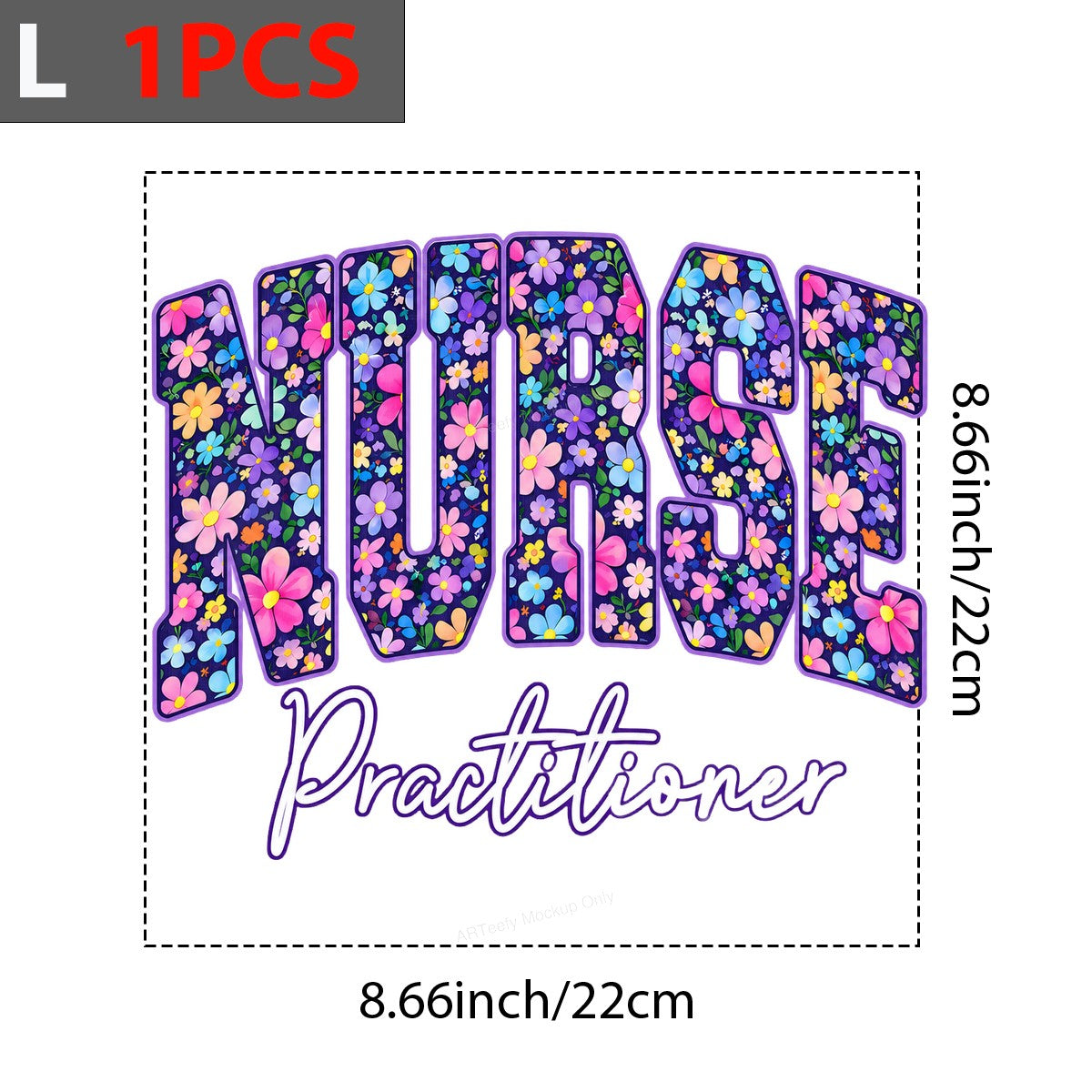 DTF Transfer Nurse Practitioner Floral Block Letter Graphic for T Shirts Hoodies and Gifts - 7