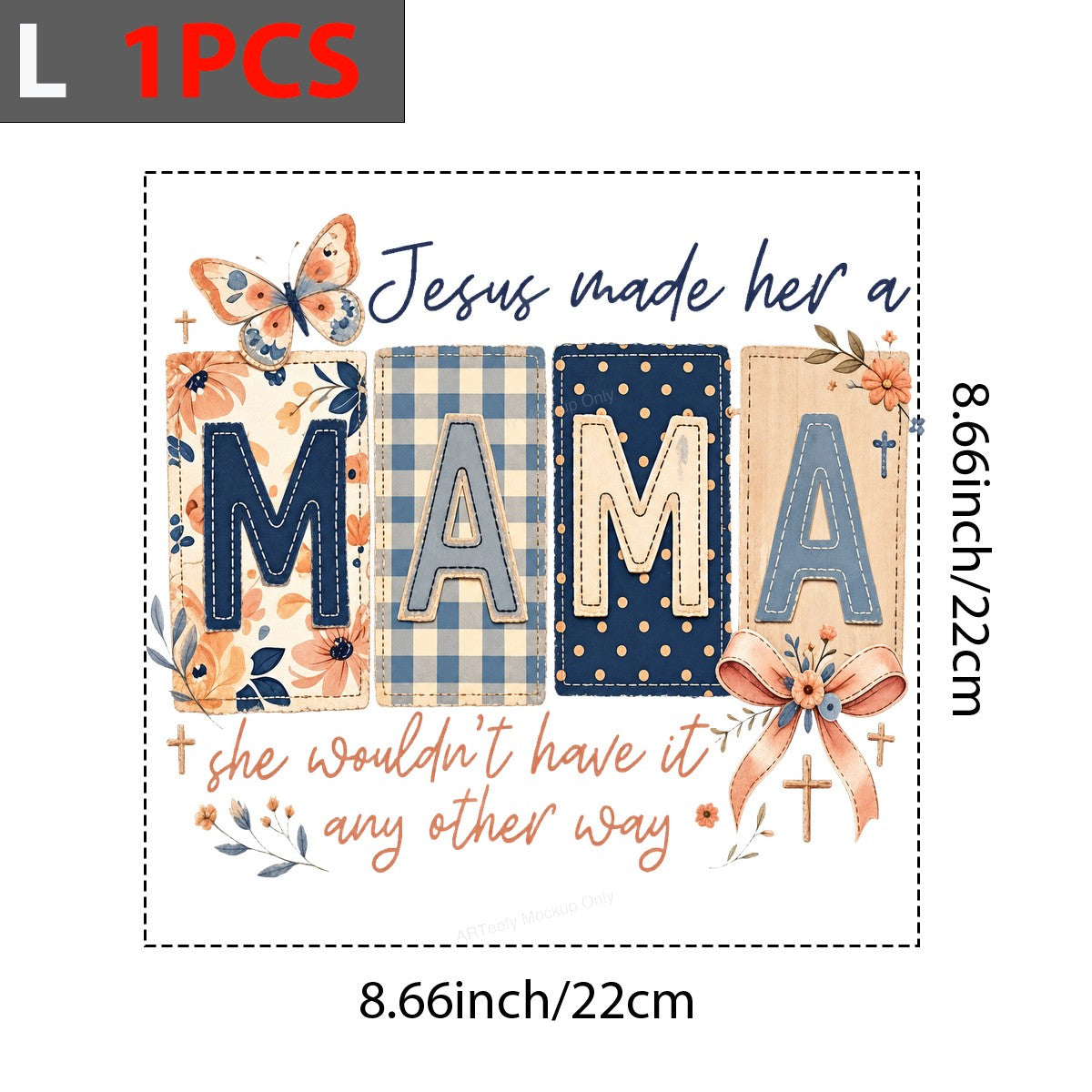 Christian Heat Transfer Jesus Made Her a Mama Patchwork Floral Lettering Graphic for T Shirts Hoodies and Mother’s Day Gifts - 7