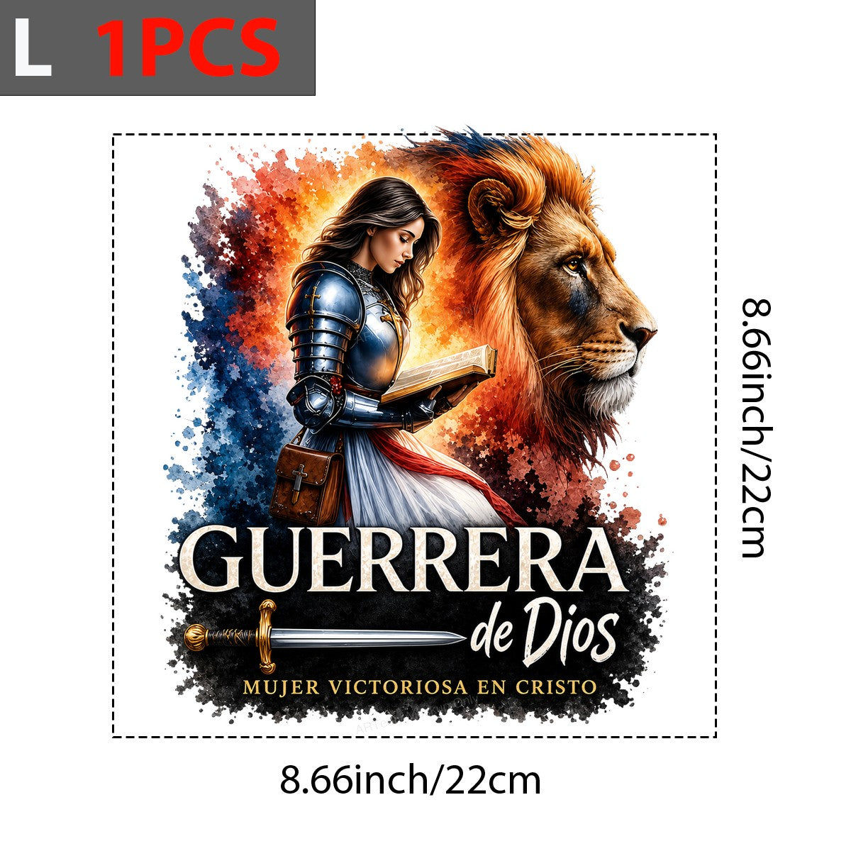 Christian Heat Transfer Guerrera de Dios Mujer Victoriosa en Cristo Warrior and Lion Art for T Shirts Hoodies and Christian Apparel - 7