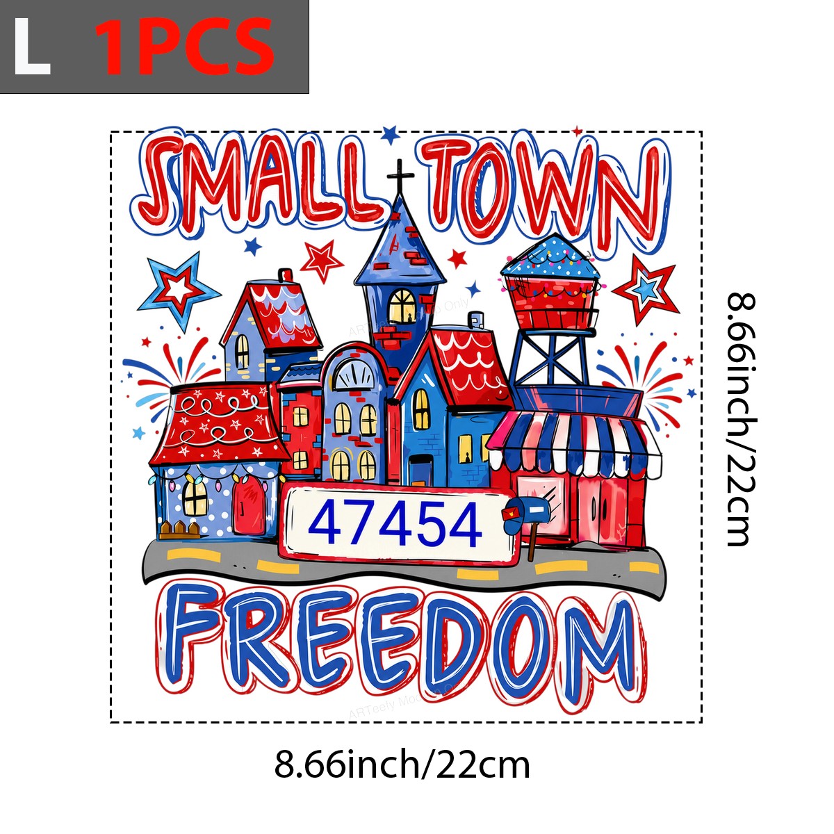 DTF Transfer Small Town Freedom Patriotic Town Graphic for 4th of July T Shirts and Hoodies - 7