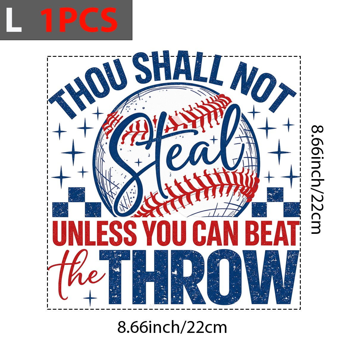 Funny Graphic Transfer Thou Shall Not Steal Baseball Quote Retro Red White Blue Design for T Shirts Hoodies and Game Day Apparel - 7
