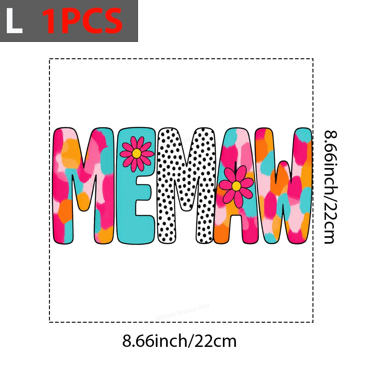 DTF Transfer MEMAW Grandma Colorful Leopard and Polka Dot Floral Graphic for T Shirts Hoodies and Gifts - 7