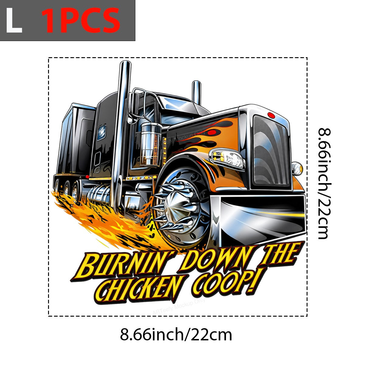 DTF Transfer Burnin Down The Chicken Coop Semi Truck Flame Graphic for T Shirts Hoodies and Truck Driver Gifts - 7