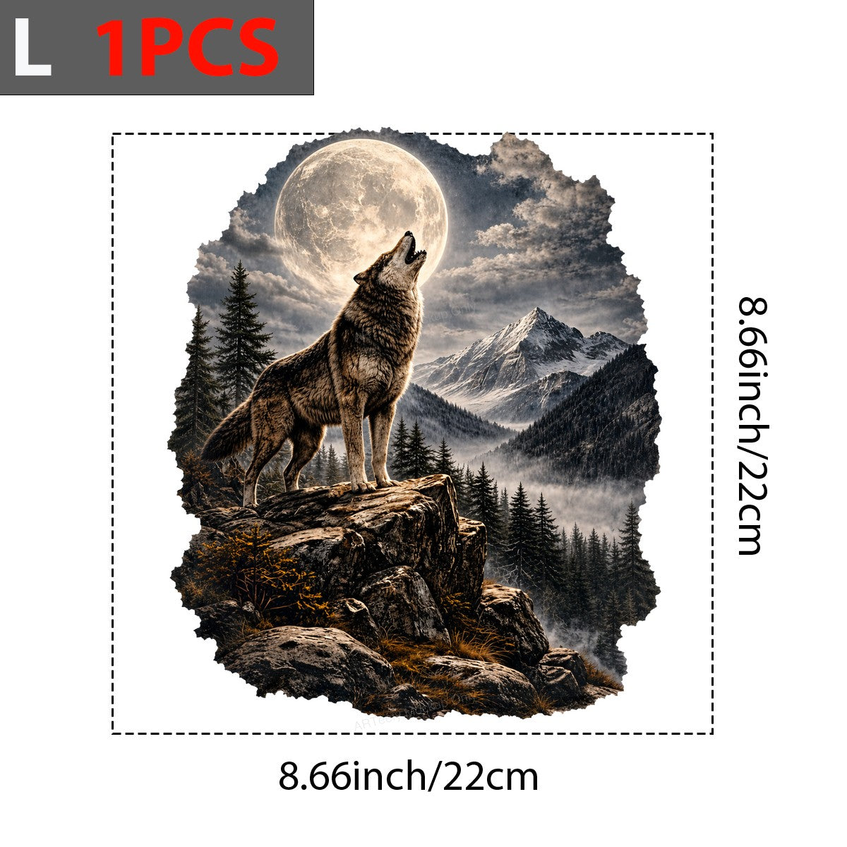 DTF Heat Transfer Howling Wolf Under Full Moon Mountain Landscape Graphic for T Shirts Hoodies and Tote Bags - 7