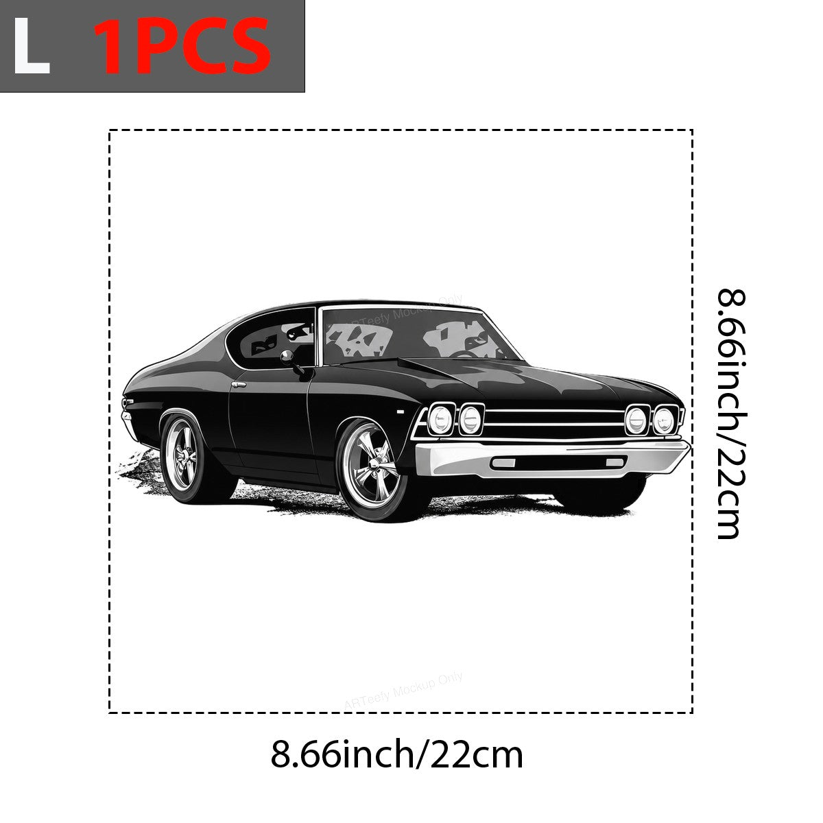 DTF Transfer Classic Black Muscle Car Illustration Graphic for T Shirts Hoodies and Garage Apparel - 7
