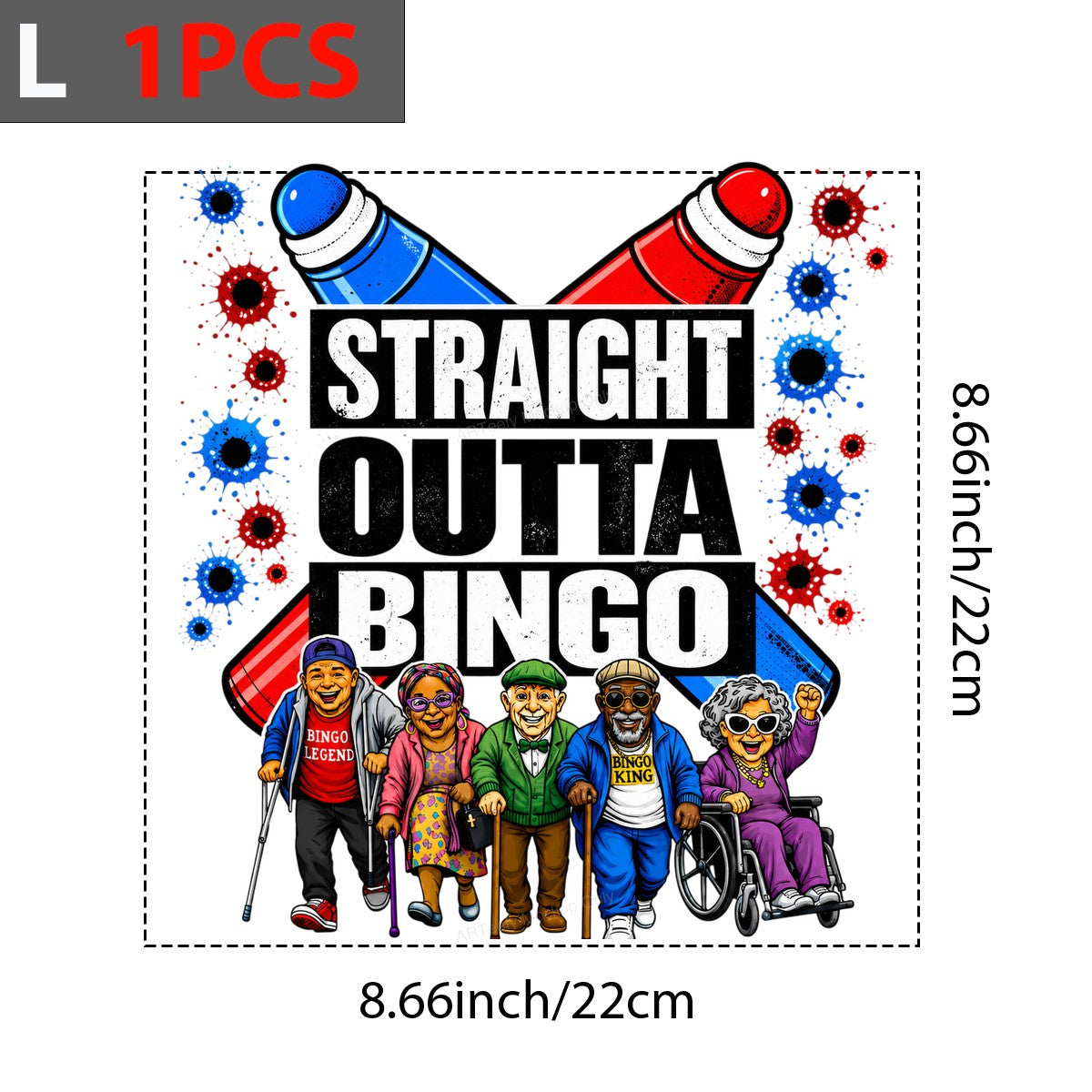 Funny Graphic Transfer Straight Outta Bingo Senior Cartoon Design for T Shirts Hoodies and Gifts - 7