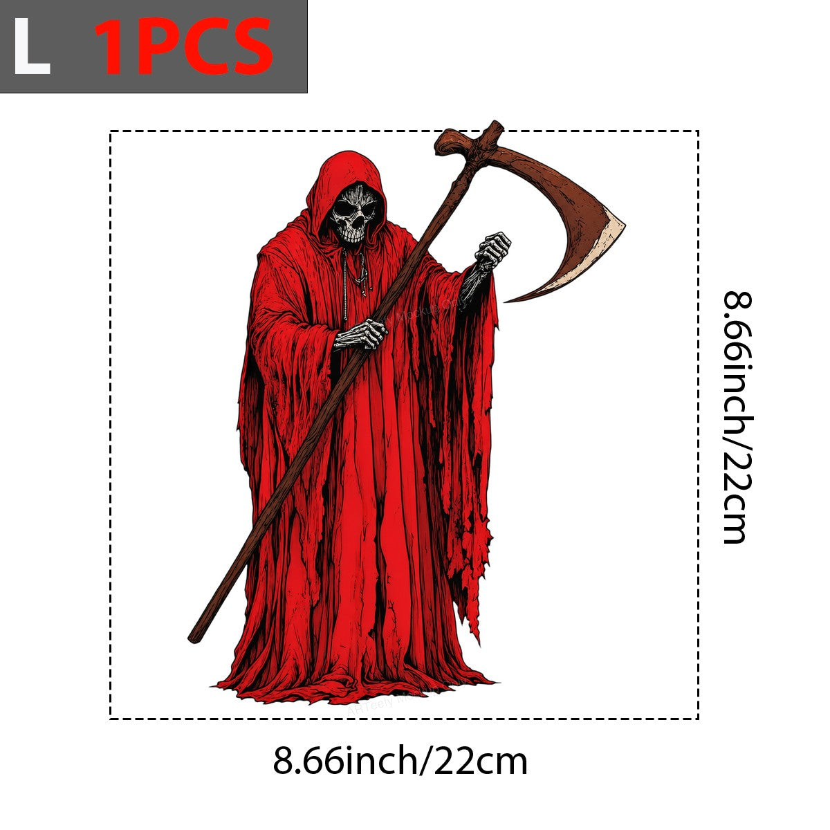 DTF Heat Transfer Grim Reaper in Red Cloak Scythe Graphic for T Shirts Hoodies and Halloween Shirts - 7