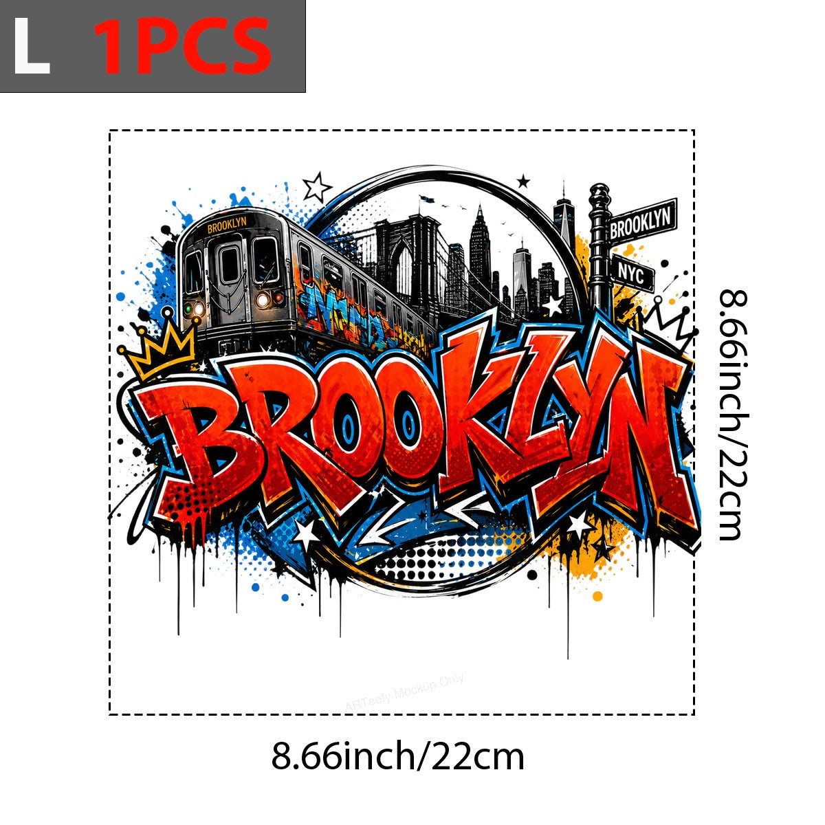 DTF Heat Transfer Brooklyn Subway and Skyline Graffiti Street Art Graphic for T Shirts Hoodies and Tote Bags - 7