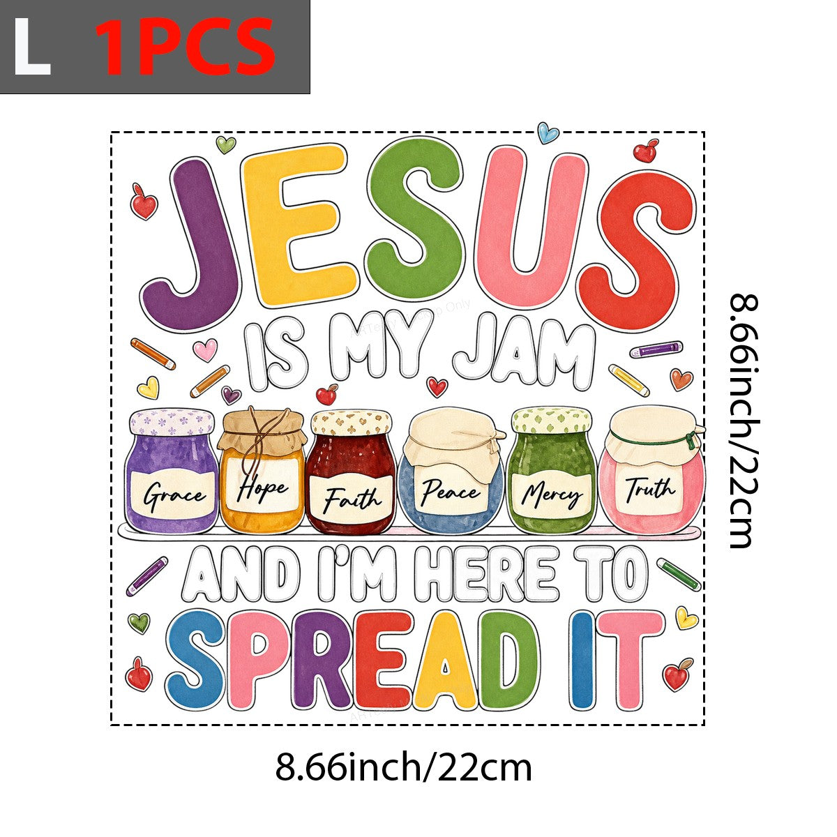 Christian Heat Transfer Jesus Is My Jam Quote with Colorful Jam Jars Graphic for T Shirts Hoodies and Christian Apparel - 7
