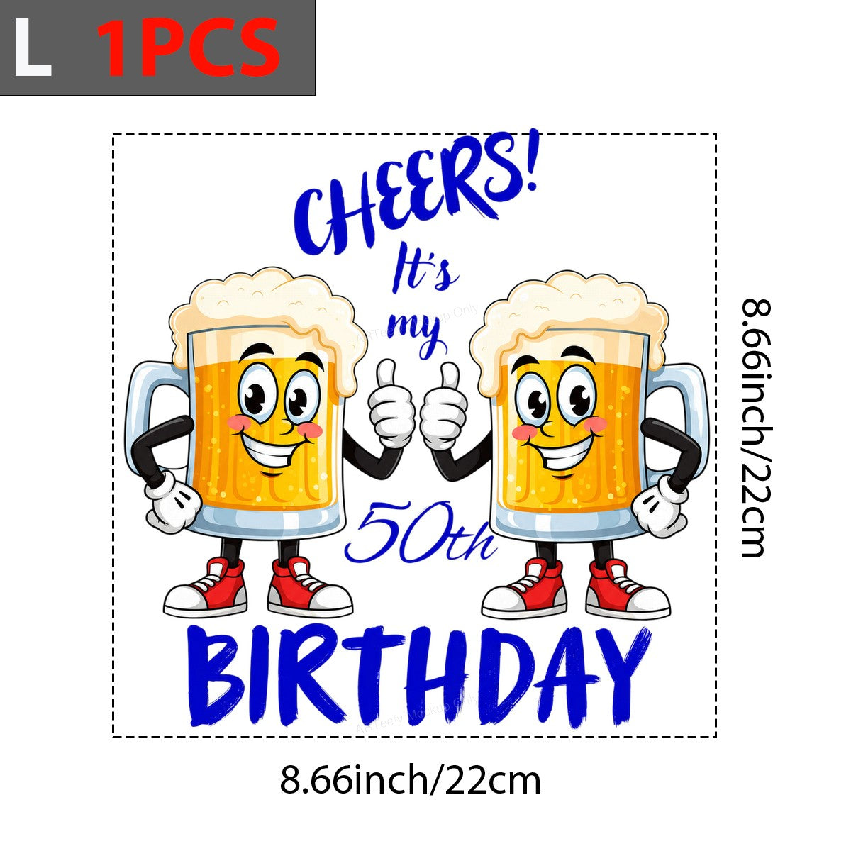 DTF Heat Transfer Cheers It’s My 50th Birthday Beer Mug Cartoon Graphic for T Shirts Hoodies and Party Outfits - 7