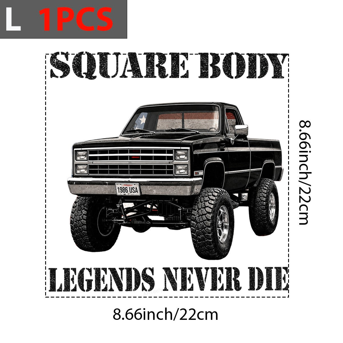 DTF Transfer Square Body Legends Never Die Lifted Truck Graphic for T Shirts Hoodies and Gifts - 7