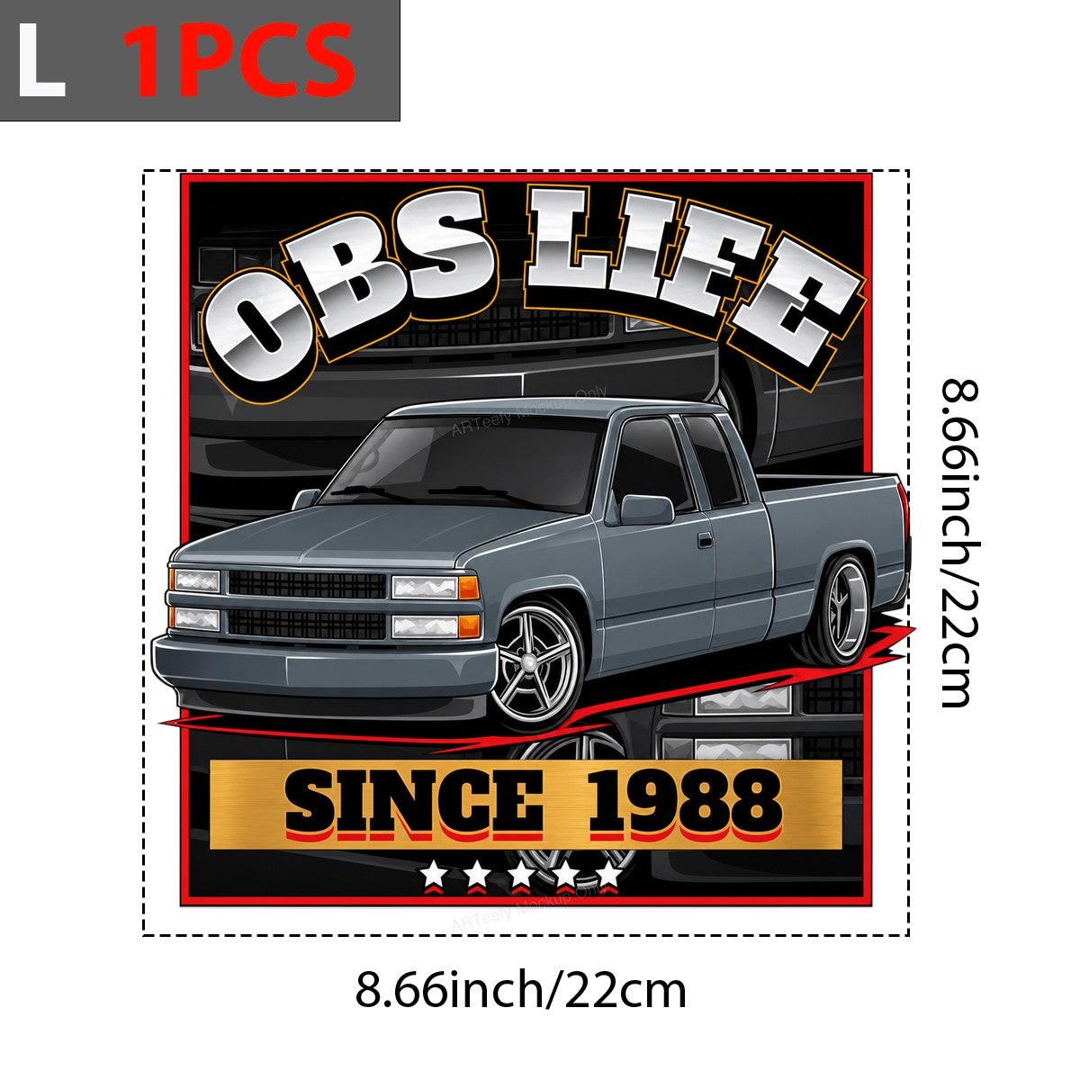 DTF Transfer OBS Life Since 1988 Pickup Truck Graphic for T Shirts Hoodies and Garage Apparel - 7