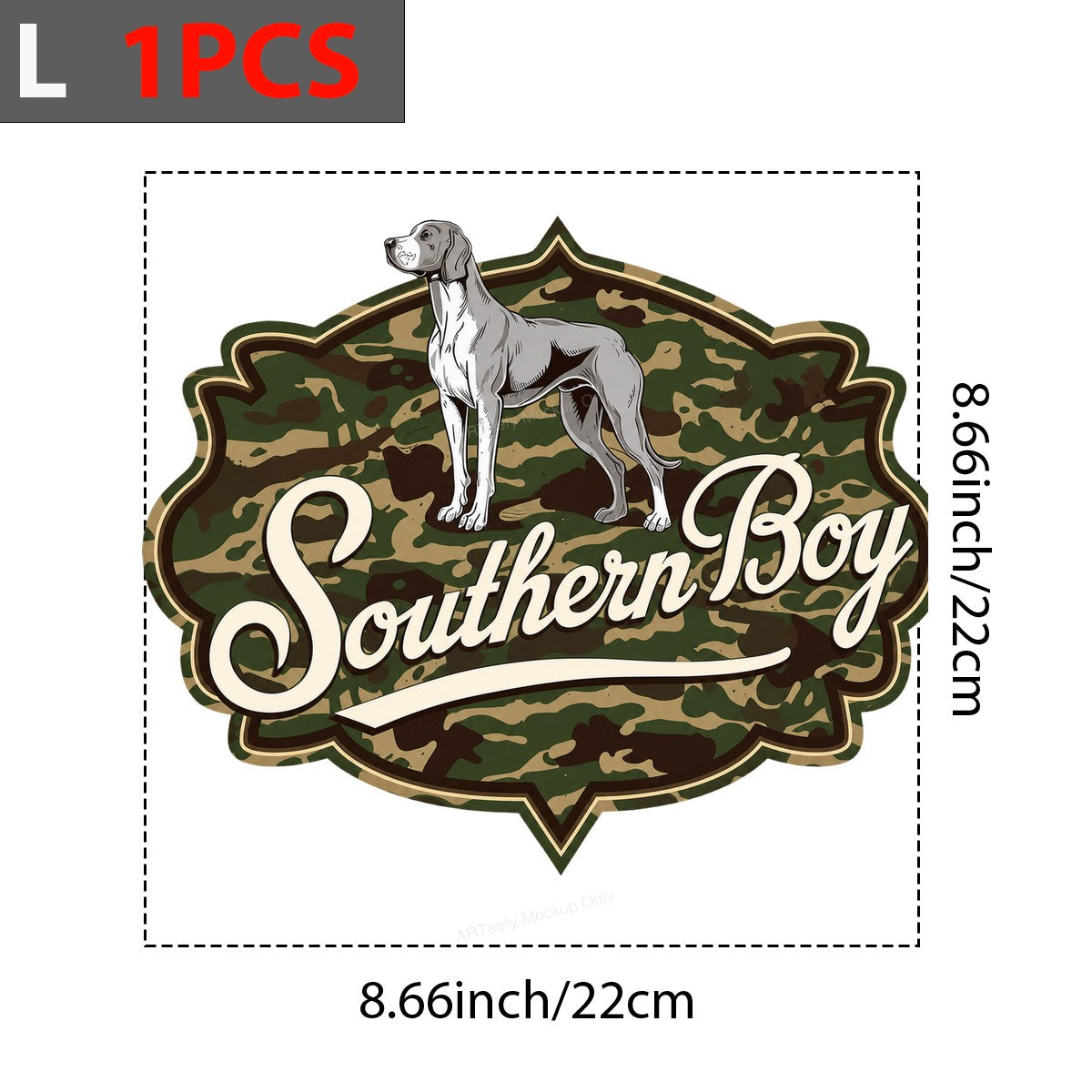 DTF Heat Transfer Southern Boy Hunting Dog Camo Badge Graphic for T Shirts Hoodies and Tote Bags - 7