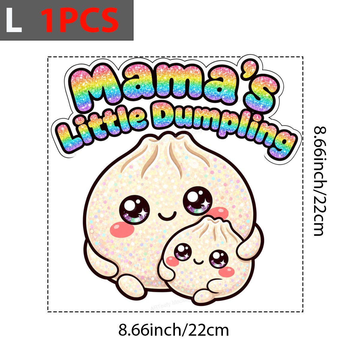 DTF Transfer Mama’s Little Dumpling Rainbow Glitter Kawaii Dumpling Graphic for T Shirts Hoodies and Gifts - 7