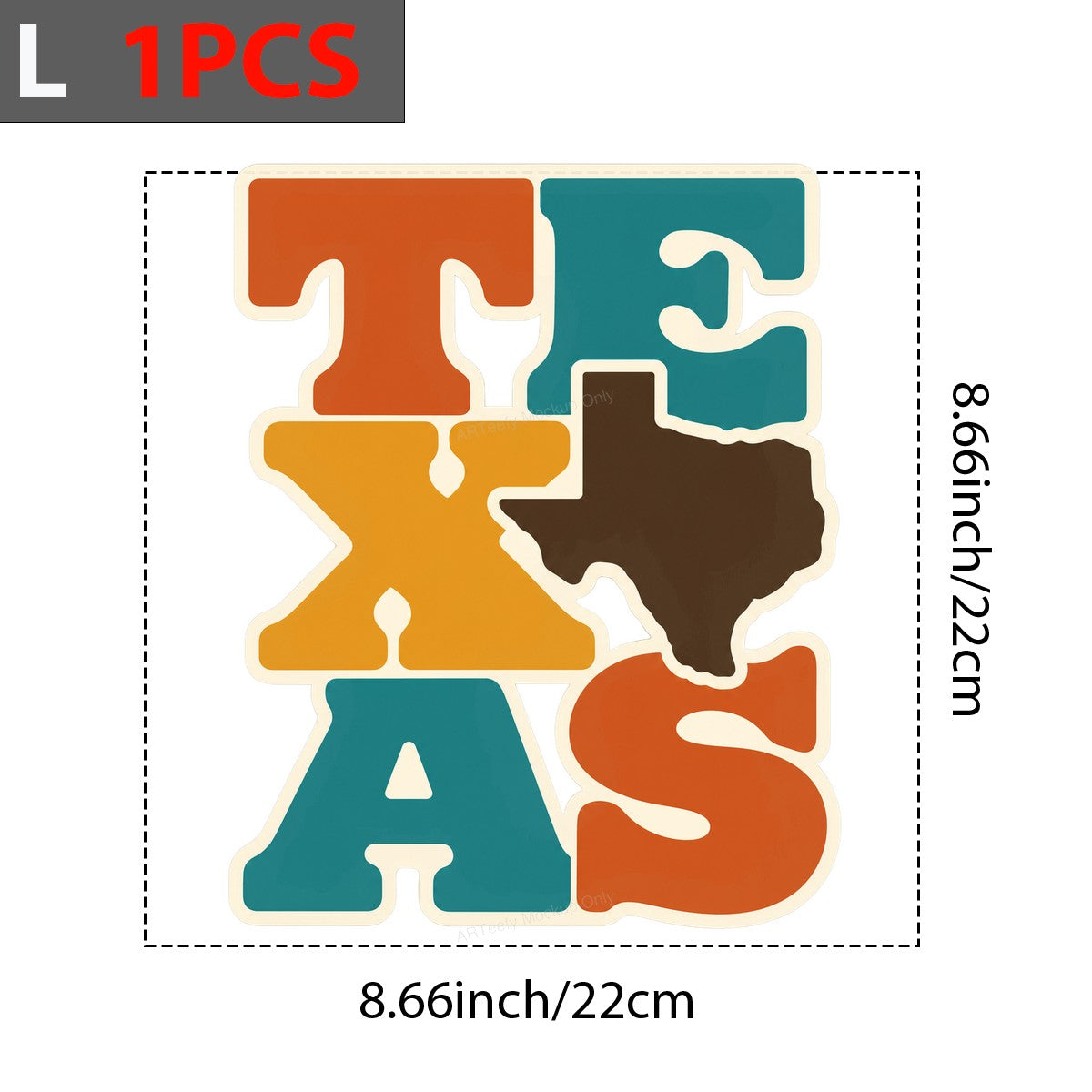 DTF Heat Transfer Texas State Shape Retro Block Letter Graphic for T Shirts Hoodies and Tote Bags - 7