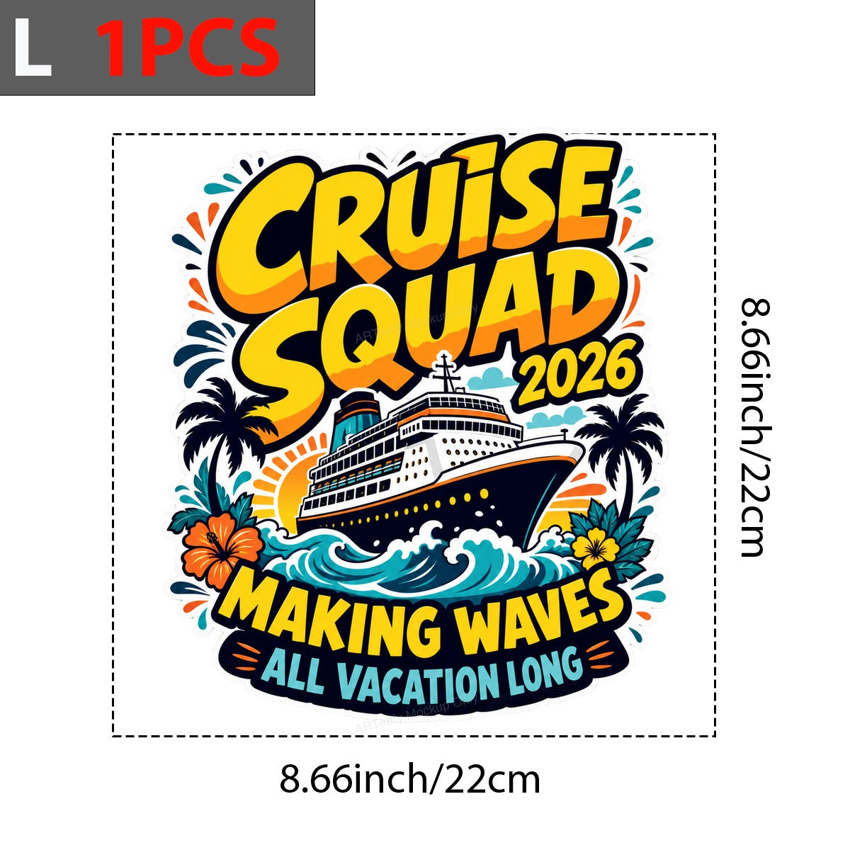 DTF Heat Transfer Cruise Squad 2026 Making Waves Cruise Ship Graphic for T Shirts Hoodies and Vacation Apparel - 7