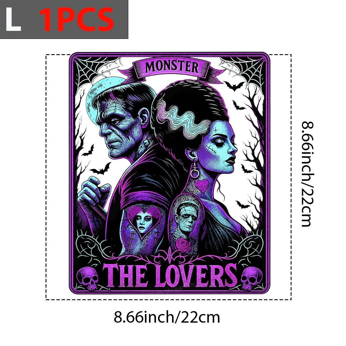 DTF Heat Transfer Monster The Lovers Gothic Horror Couple Graphic for T Shirts Hoodies and Halloween Apparel - 7