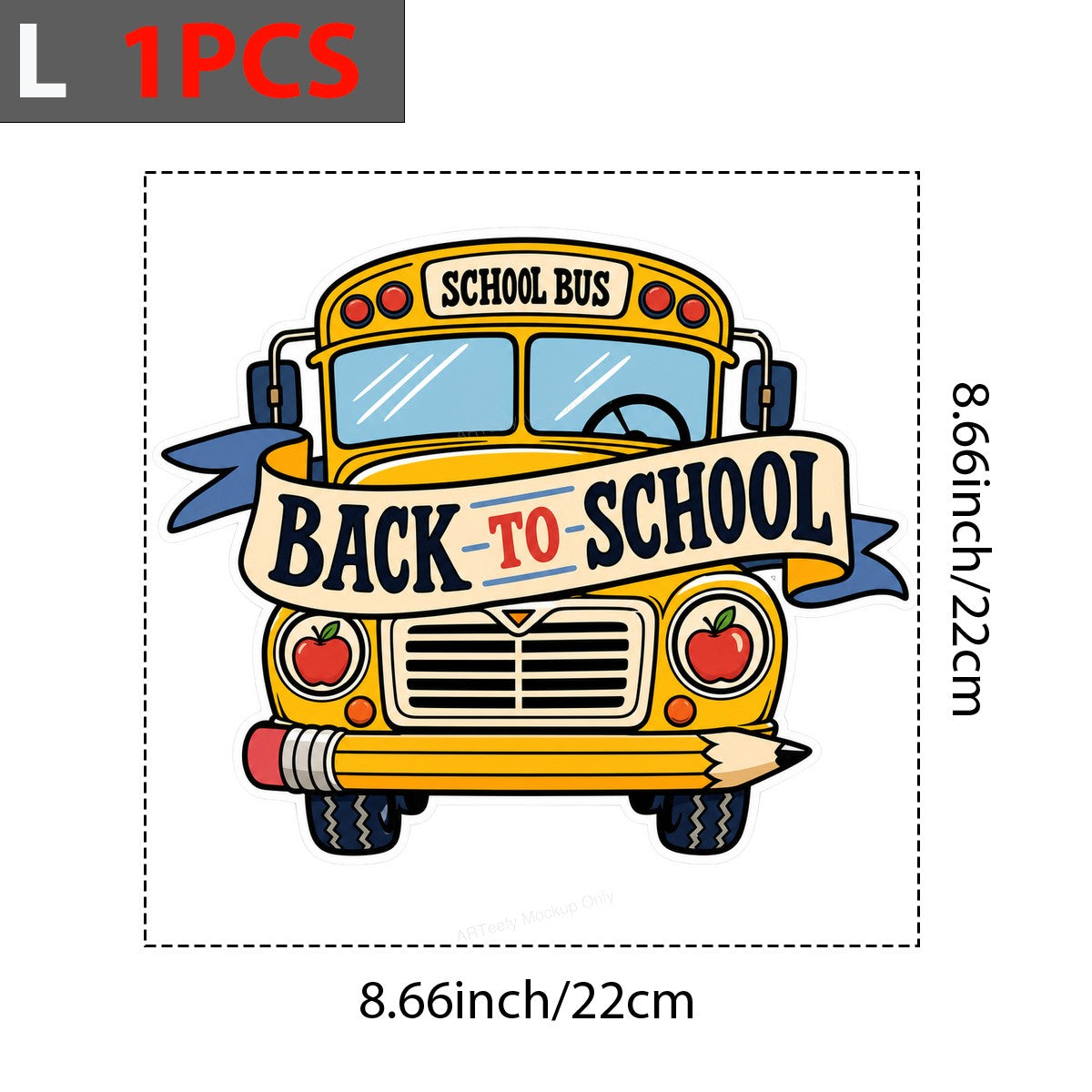 DTF Transfer Back To School Yellow School Bus with Pencil and Apples Graphic for T Shirts Hoodies and Tote Bags - 7