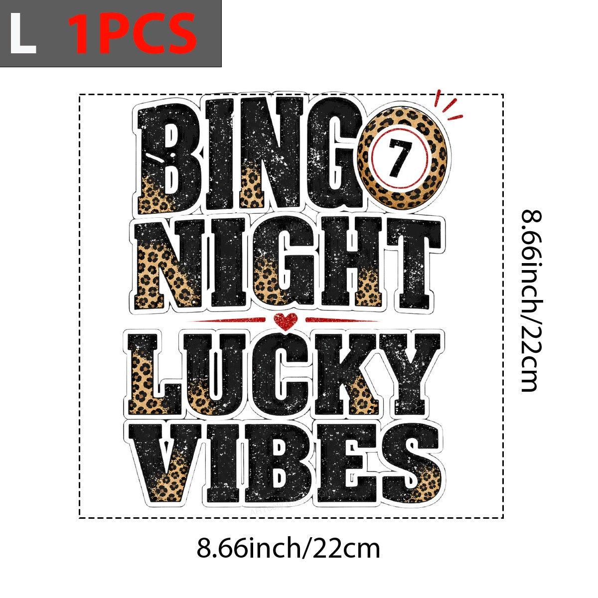 DTF Heat Transfer Bingo Night Lucky Vibes Leopard Print Graphic for T Shirts Hoodies and Tote Bags - 7