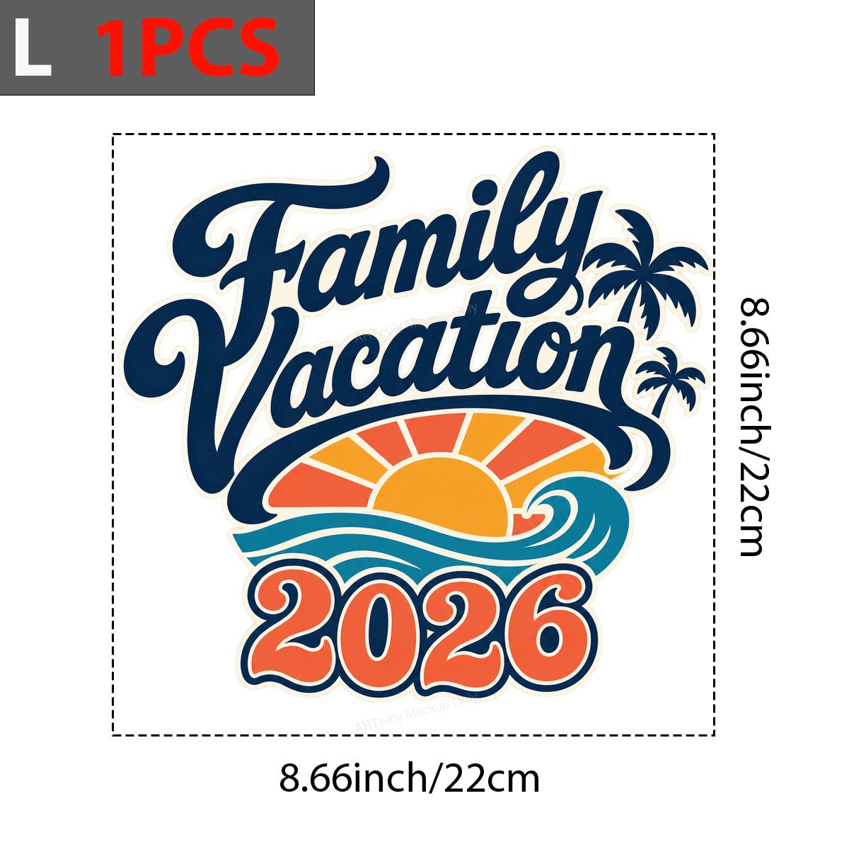 DTF Heat Transfer Family Vacation 2026 Sunset Beach Wave Graphic for T Shirts Hoodies and Tote Bags - 7