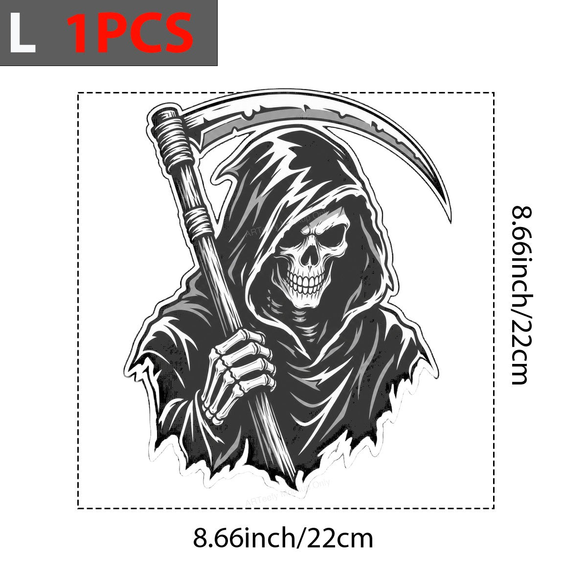 DTF Heat Transfer Grim Reaper with Scythe Dark Hooded Skull Graphic for T Shirts Hoodies and Streetwear Apparel - 7