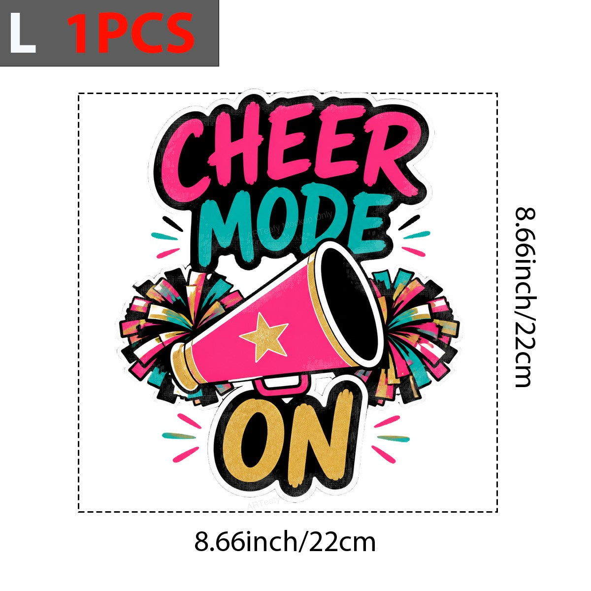DTF Transfer Cheer Mode On Megaphone and Pom Poms Graphic for T Shirts Hoodies and Game Day Apparel - 7