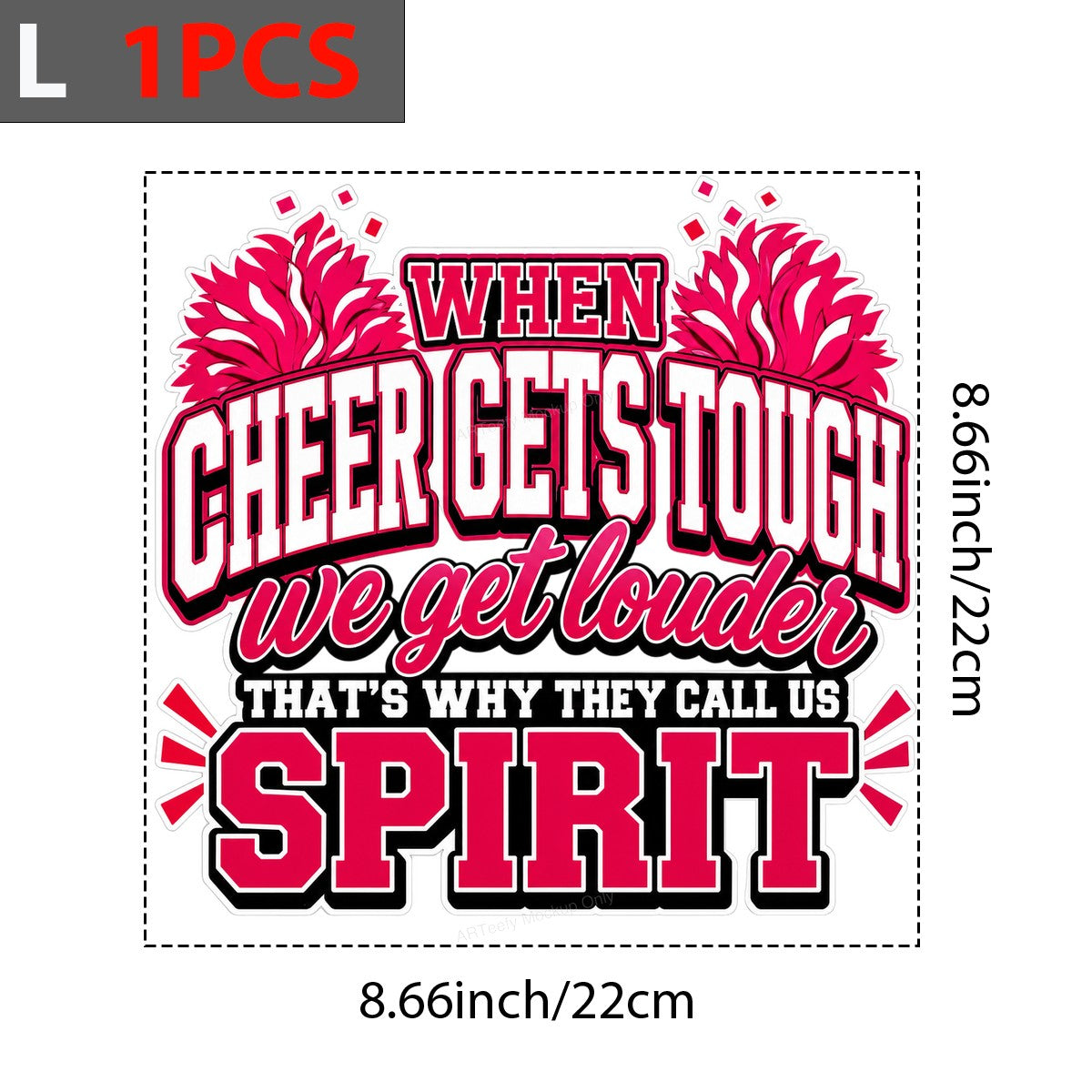 DTF Transfer When Cheer Gets Tough We Get Louder Spirit Quote Pink Pom Pom Graphic for T Shirts Hoodies and Cheer Apparel - 7