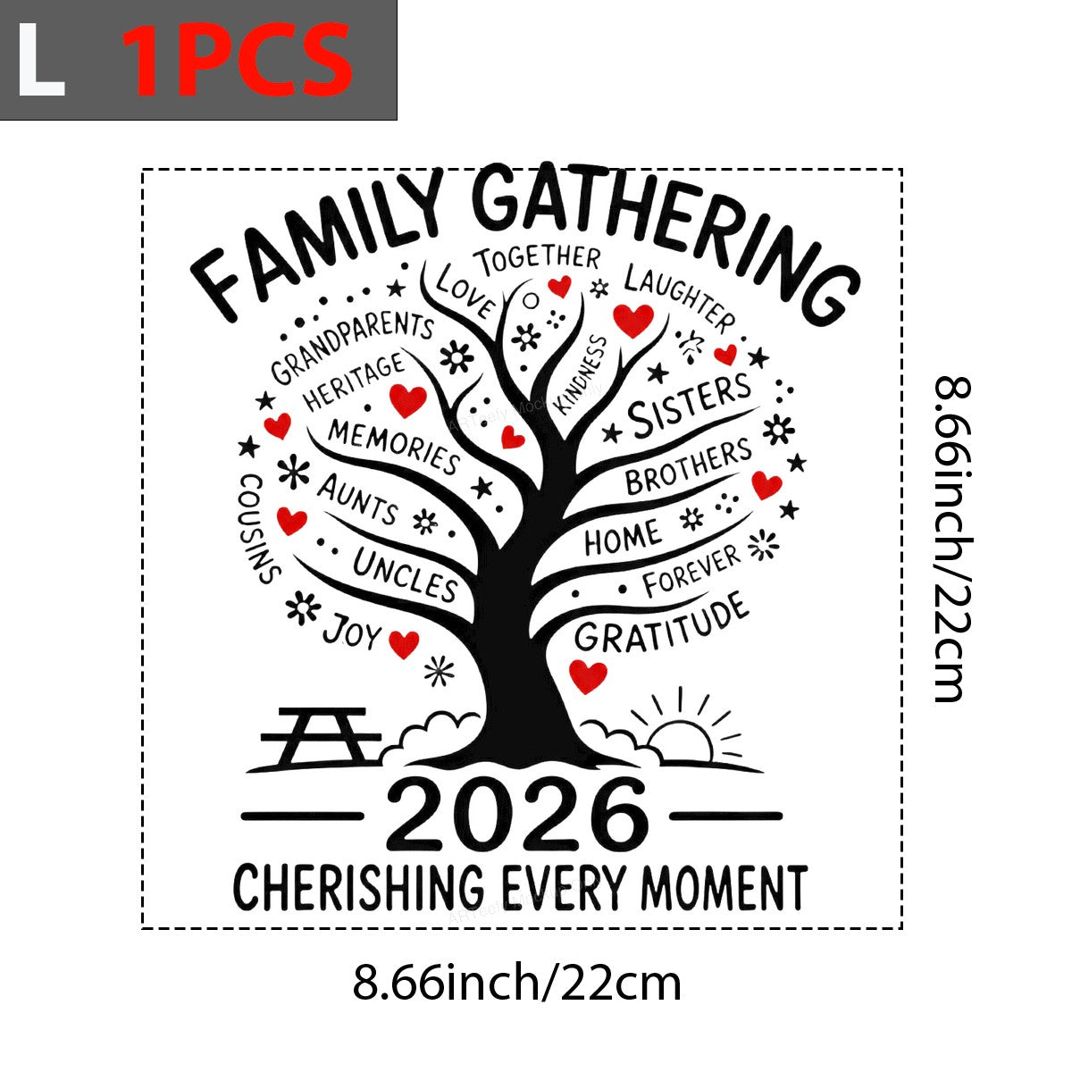 DTF Transfer Family Gathering 2026 Cherishing Every Moment Tree Graphic for Reunion T Shirts Hoodies and Tote Bags - 7