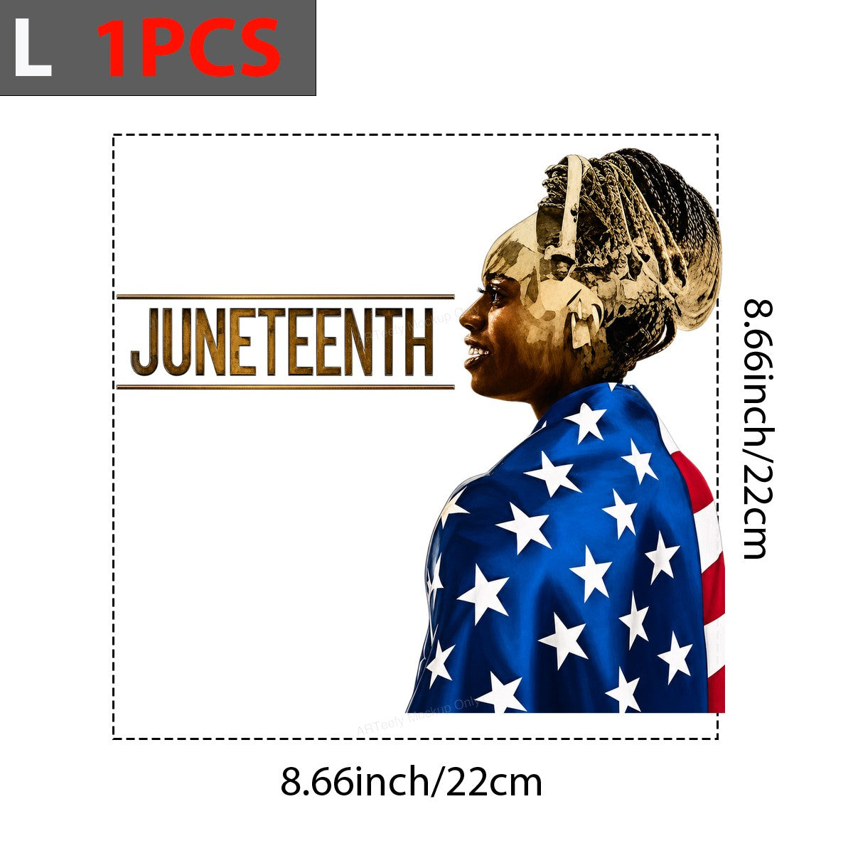 DTF Heat Transfer Juneteenth Woman Wrapped in American Flag Graphic for T Shirts Hoodies and Tote Bags - 7