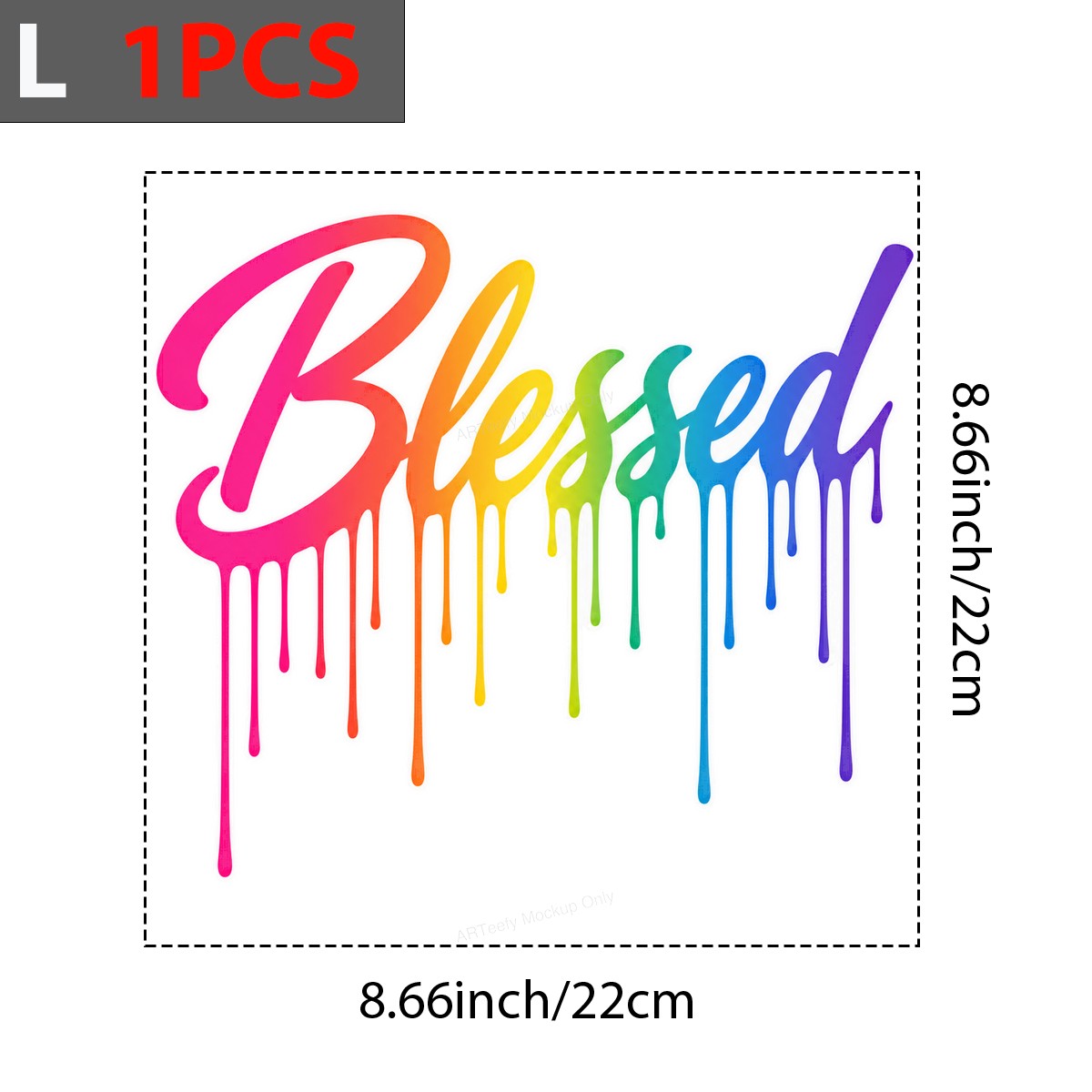 Christian Heat Transfer Blessed Rainbow Dripping Text Graphic for T Shirts Hoodies and Tote Bags - 7