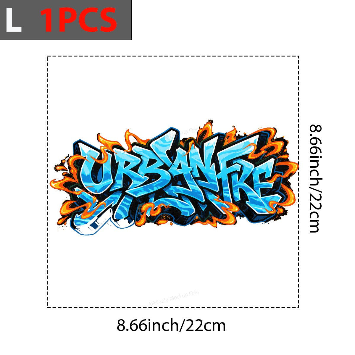 DTF Heat Transfer Urban Fire Graffiti Text Blue Flame Street Art Graphic for T Shirts Hoodies and Tote Bags - 7