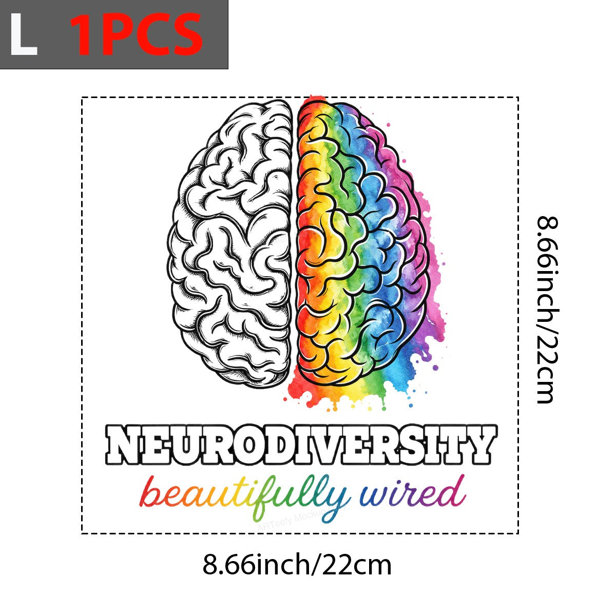 DTF Transfer Neurodiversity Beautifully Wired Rainbow Brain Graphic for T Shirts Hoodies and Tote Bags - 7