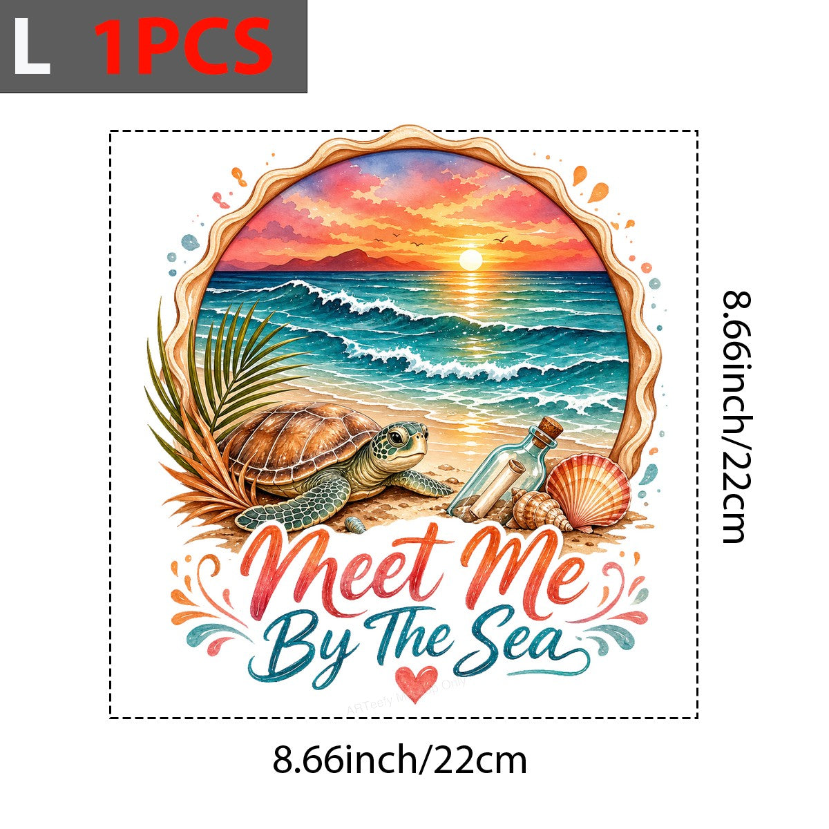 DTF Heat Transfer Meet Me By The Sea Turtle Sunset Beach Graphic for T Shirts Hoodies and Tote Bags - 7