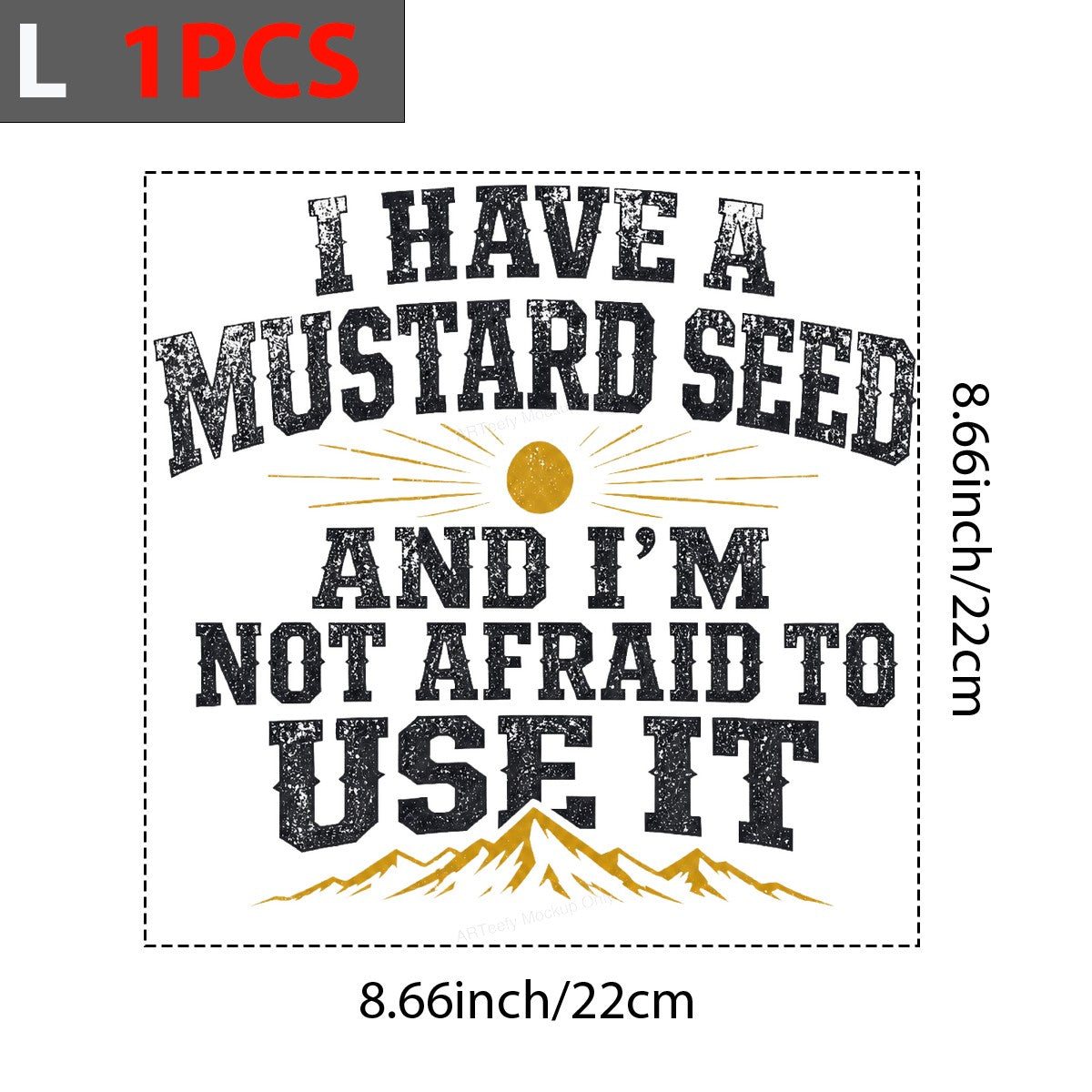 Christian Heat Transfer I Have a Mustard Seed Quote Vintage Sun and Mountain Graphic for T Shirts Hoodies and Tote Bags - 7