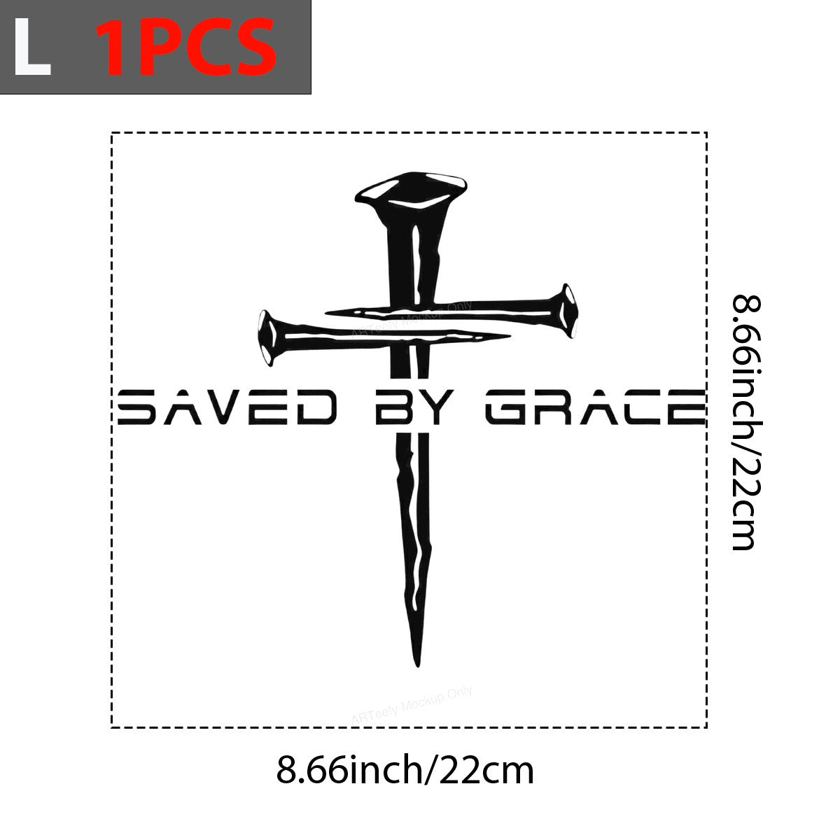 Christian Heat Transfer Saved By Grace Nail Cross Graphic for T Shirts Hoodies and Tote Bags - 7