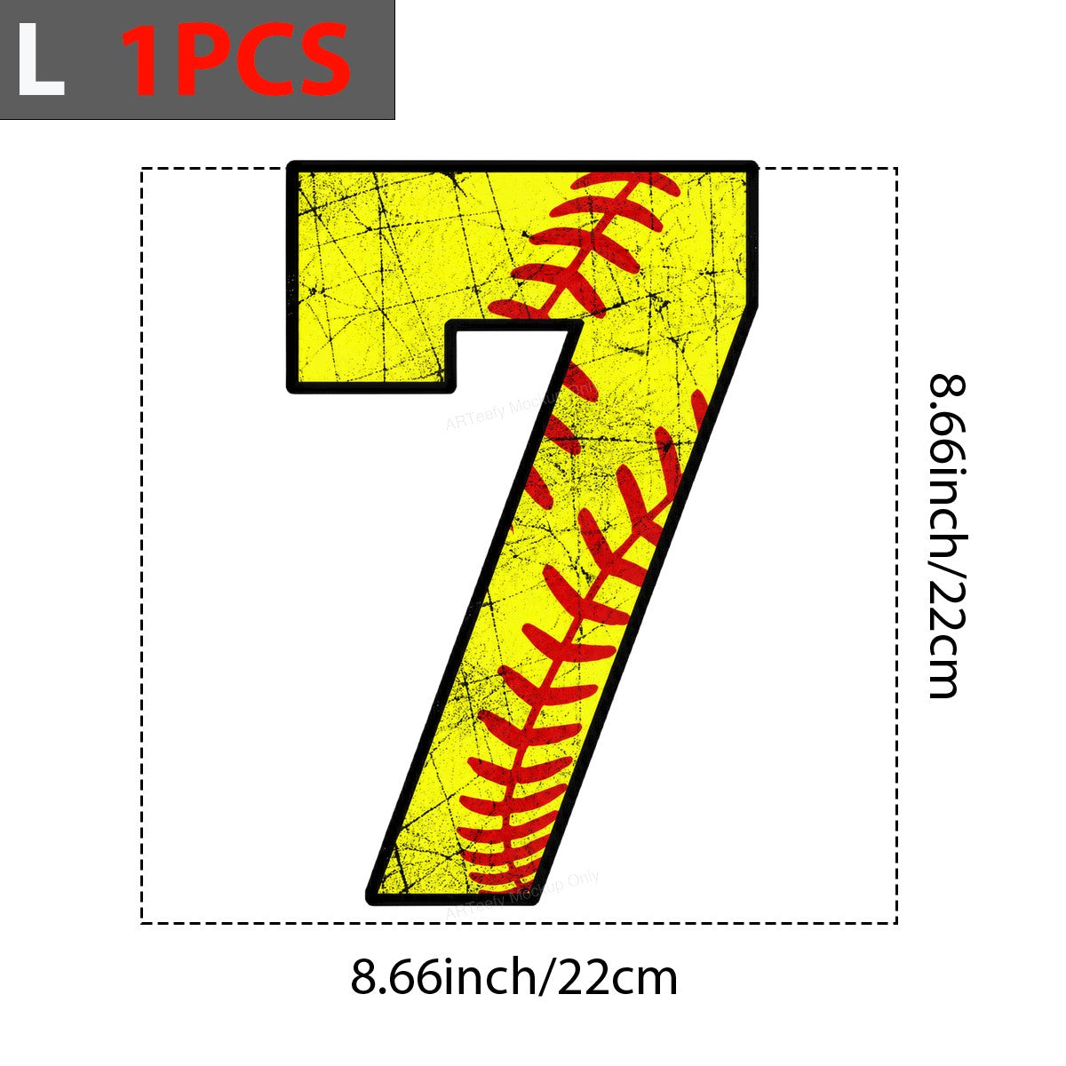 DTF Heat Transfer Number 7 Yellow Softball Stitch Graphic for Team Jerseys T Shirts and Hoodies - 7