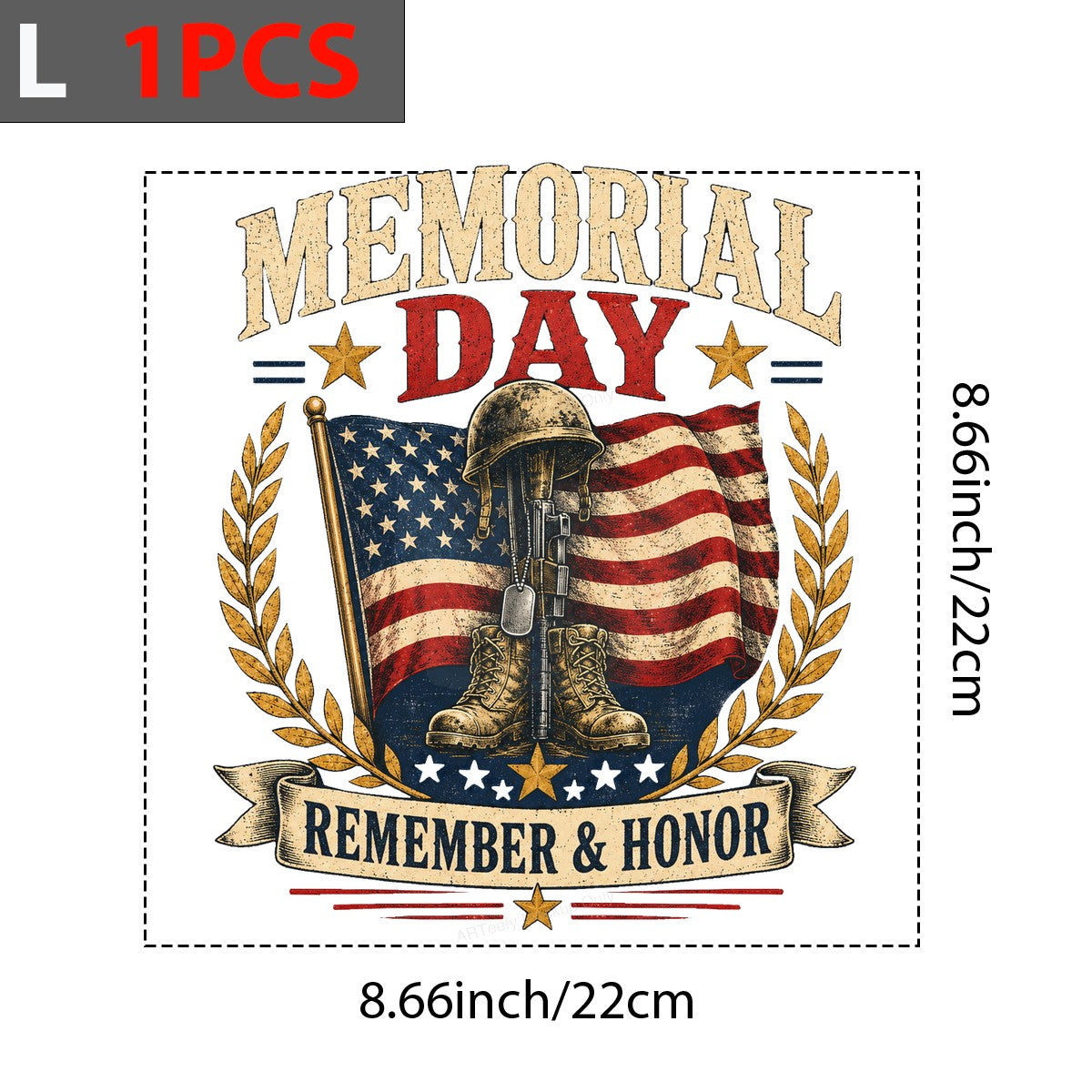 DTF Transfer Memorial Day Remember & Honor American Flag Soldier Graphic for Holiday Shirts Casual Wear and Gifts - 7