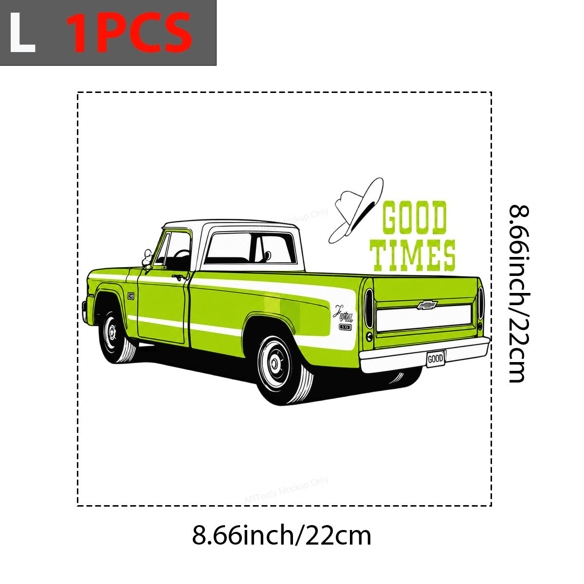 Western Heat Transfer Retro Green Pickup Truck Good Times Quote Graphic for T Shirts Hoodies and Tote Bags - 7