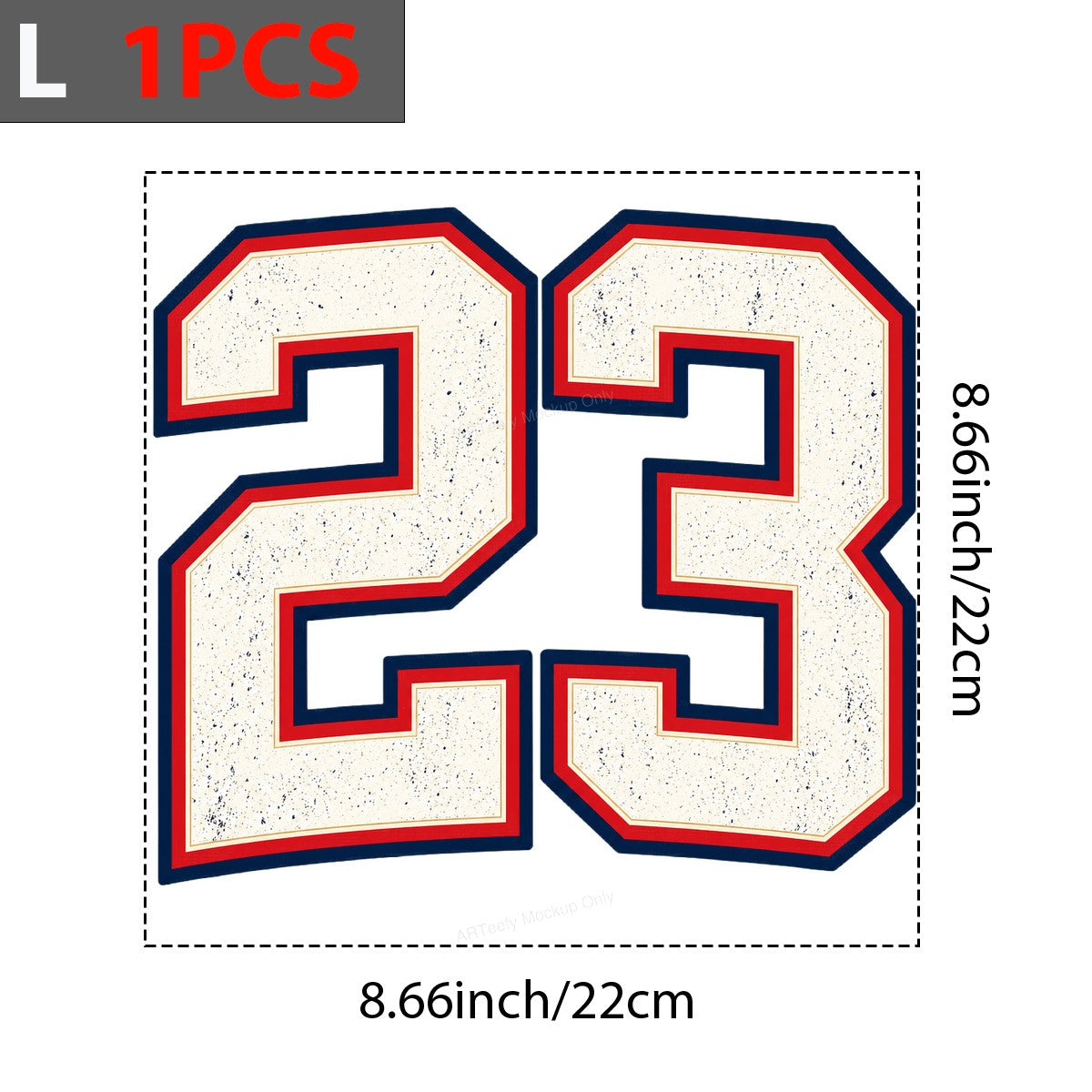 DTF Transfer Vintage Jersey Number 23 Navy Red Outline Graphic for T Shirts Hoodies and Sports Apparel - 7