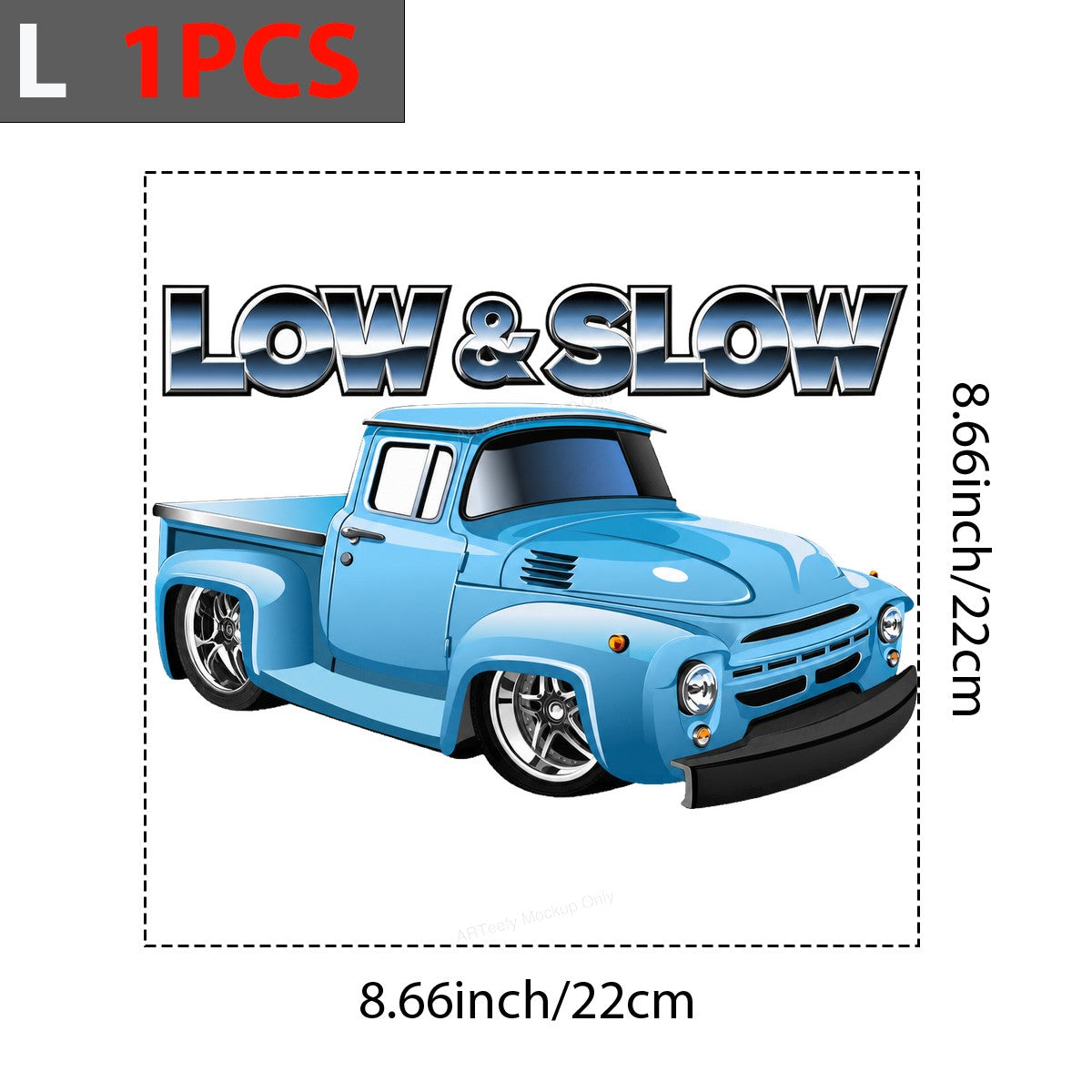 DTF Transfer Low & Slow Slammed Blue Pickup Truck Graphic for T Shirts Hoodies and Garage Apparel - 7
