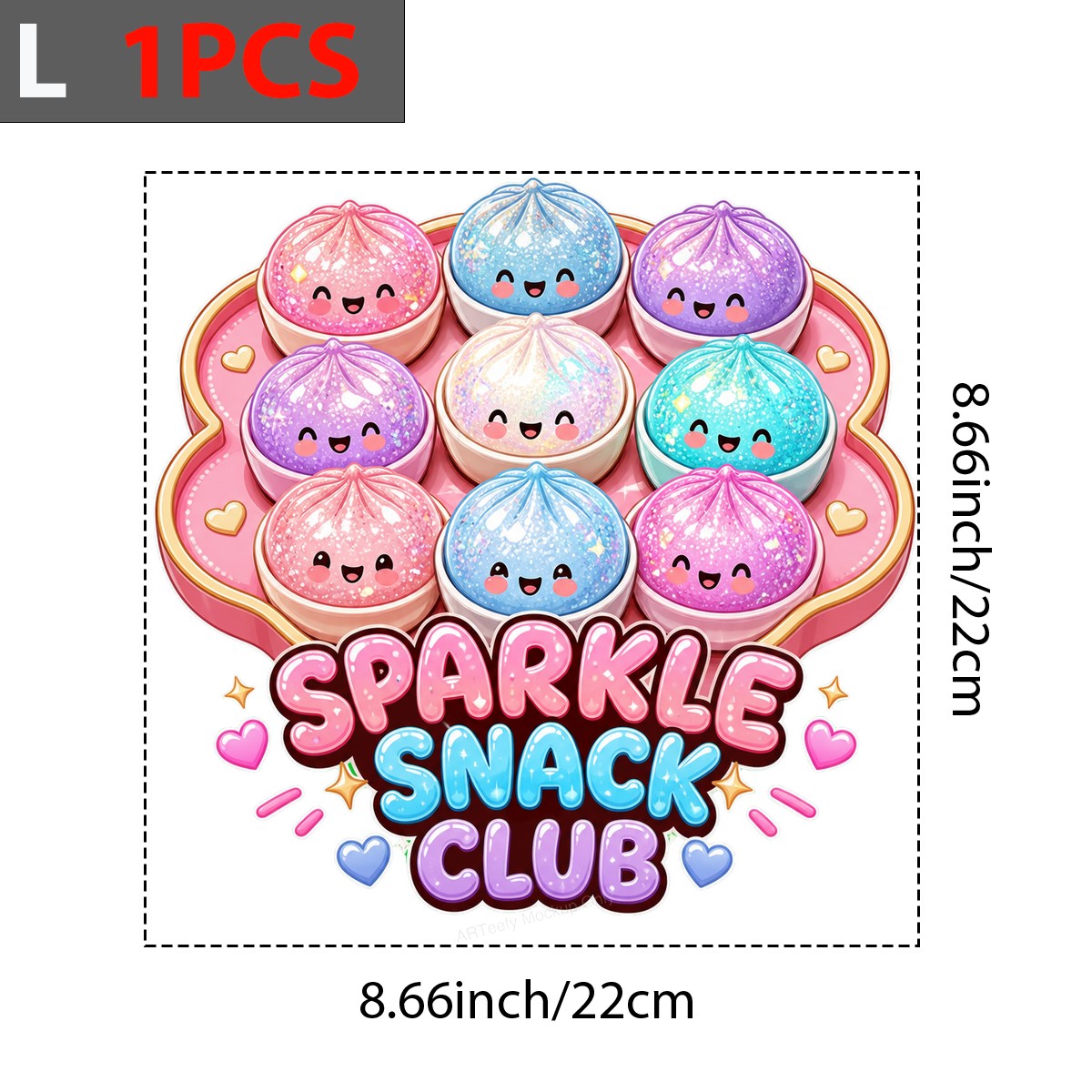 Funny Graphic Transfer Sparkle Snack Club Glitter Dumpling Characters Design for T Shirts Hoodies and Tote Bags - 7
